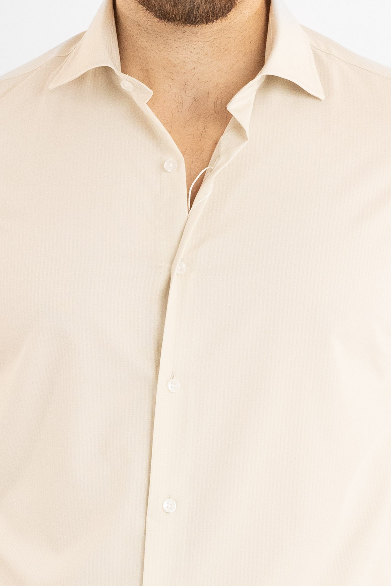 Slim Fit Double Twist Non-Iron Shirt with Matching Stripes 5185 | Beige