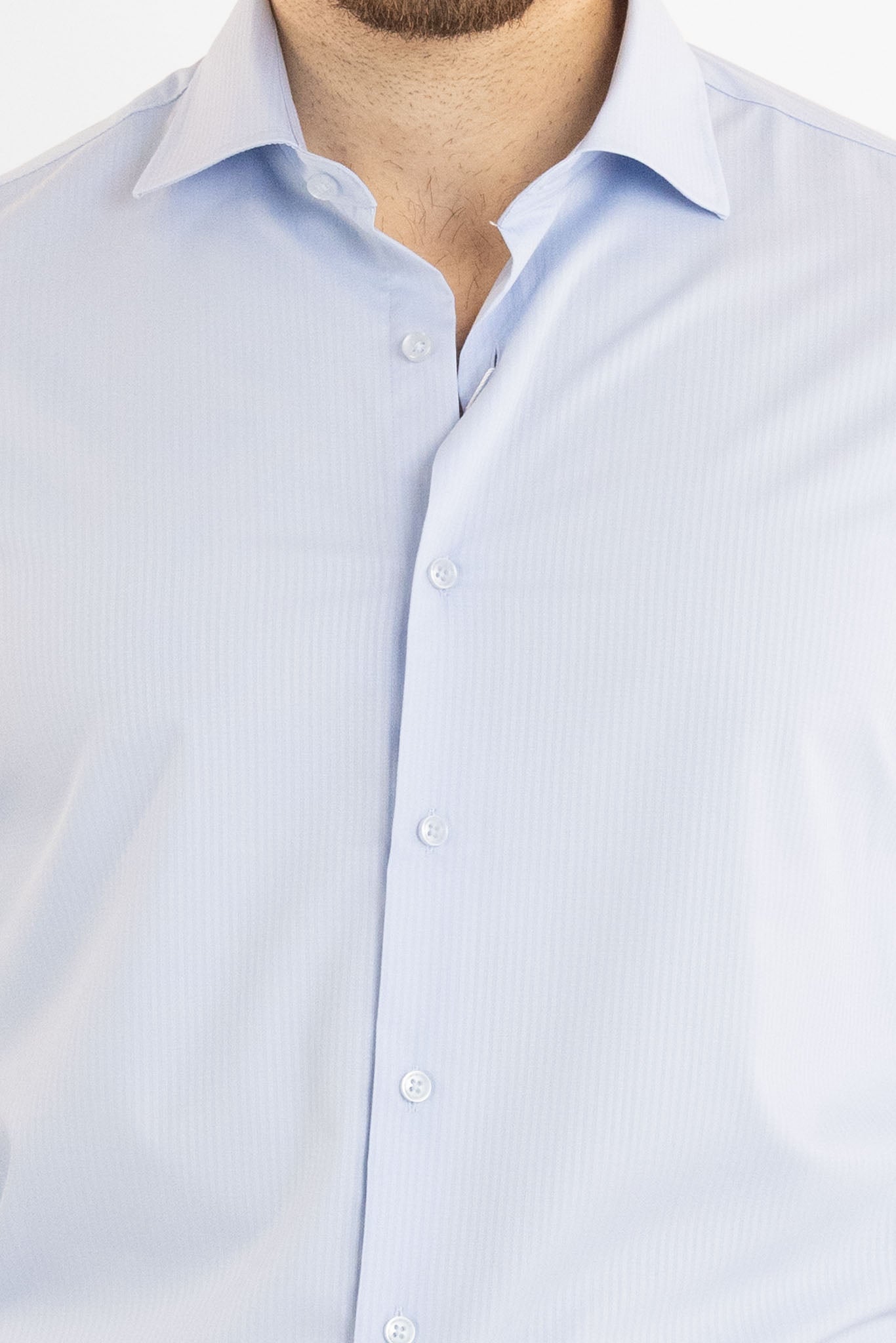 Slim Fit Double Twist Non-Iron Shirt with Matching Stripes 5185 | Light Blue