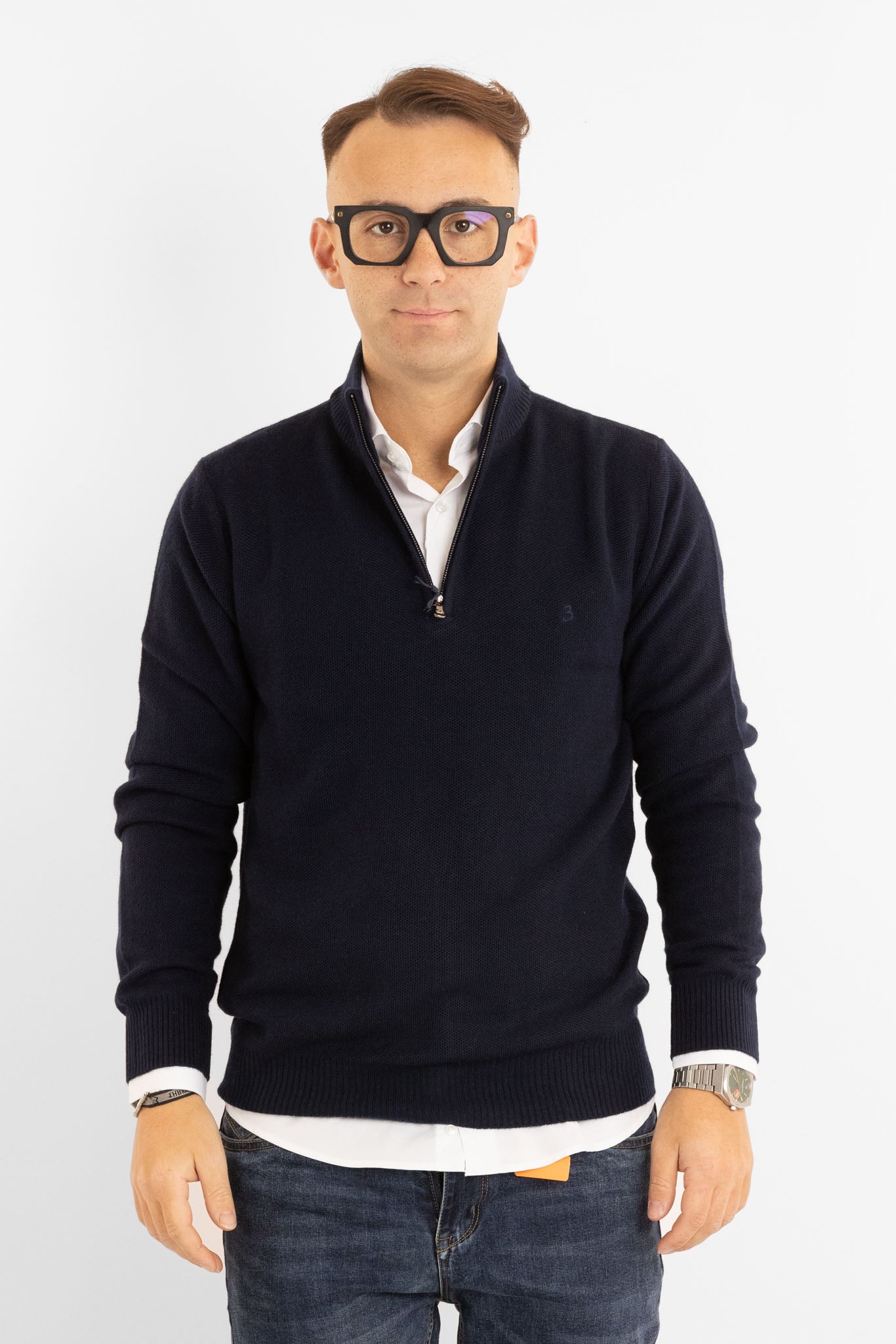 Pullover Mezza Zip Chicco di Riso 907 | 2 per €60 | Blu