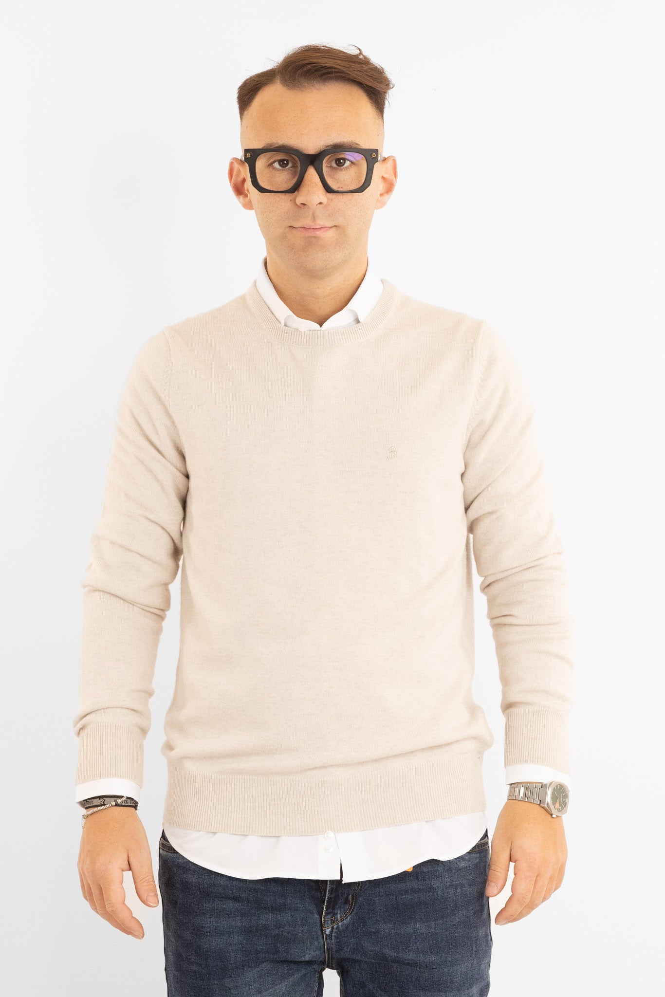 Pullover Girocollo Cashmere Blend 2371 | 2 per €60 | Panna