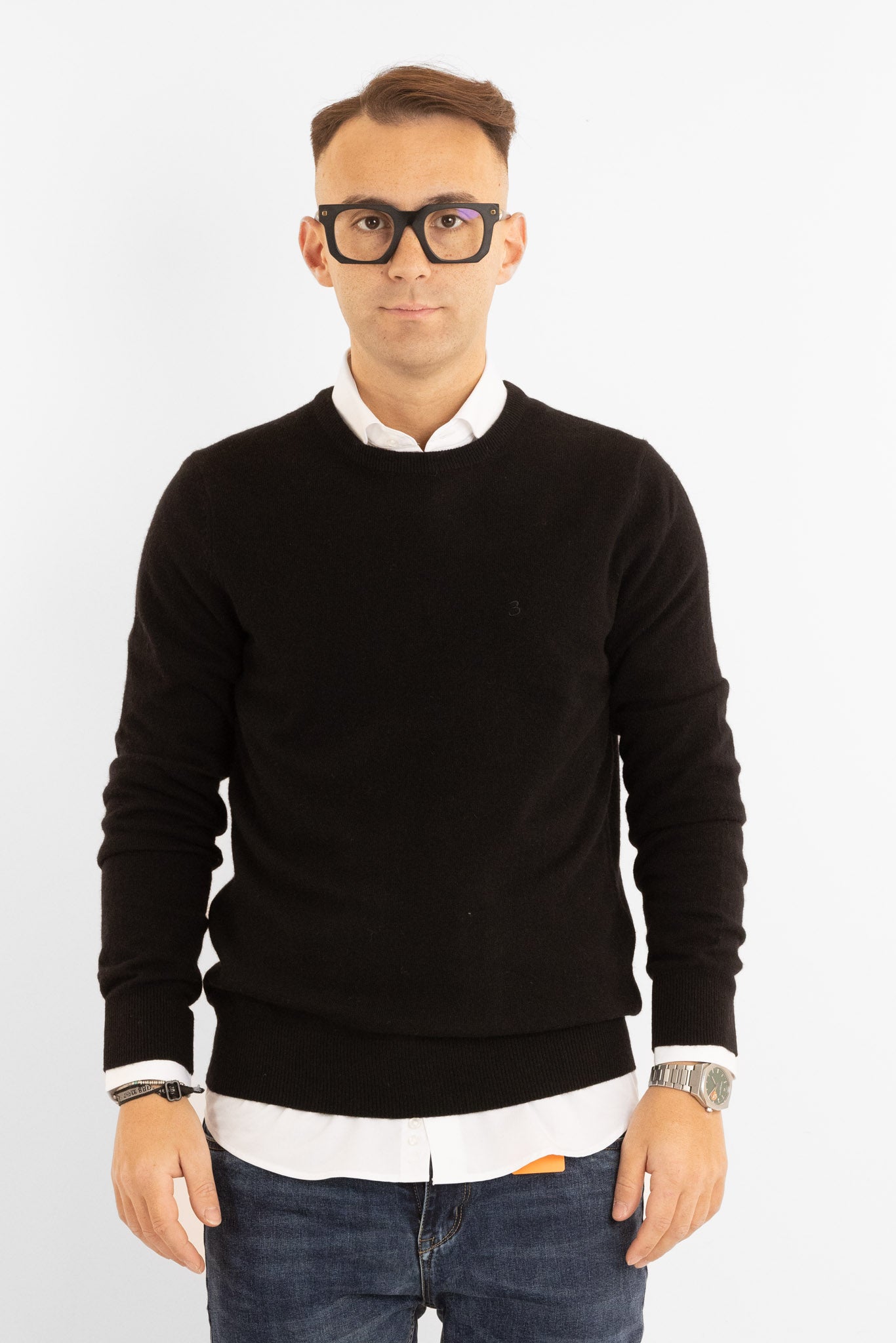 Pullover Girocollo Cashmere Blend 2371 | 2 per €60 | Nero