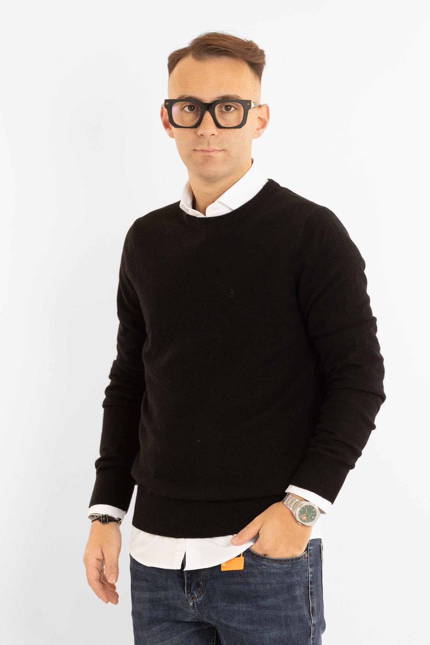 Pullover Girocollo Cashmere Blend 2371 | 2 per €60 | Nero