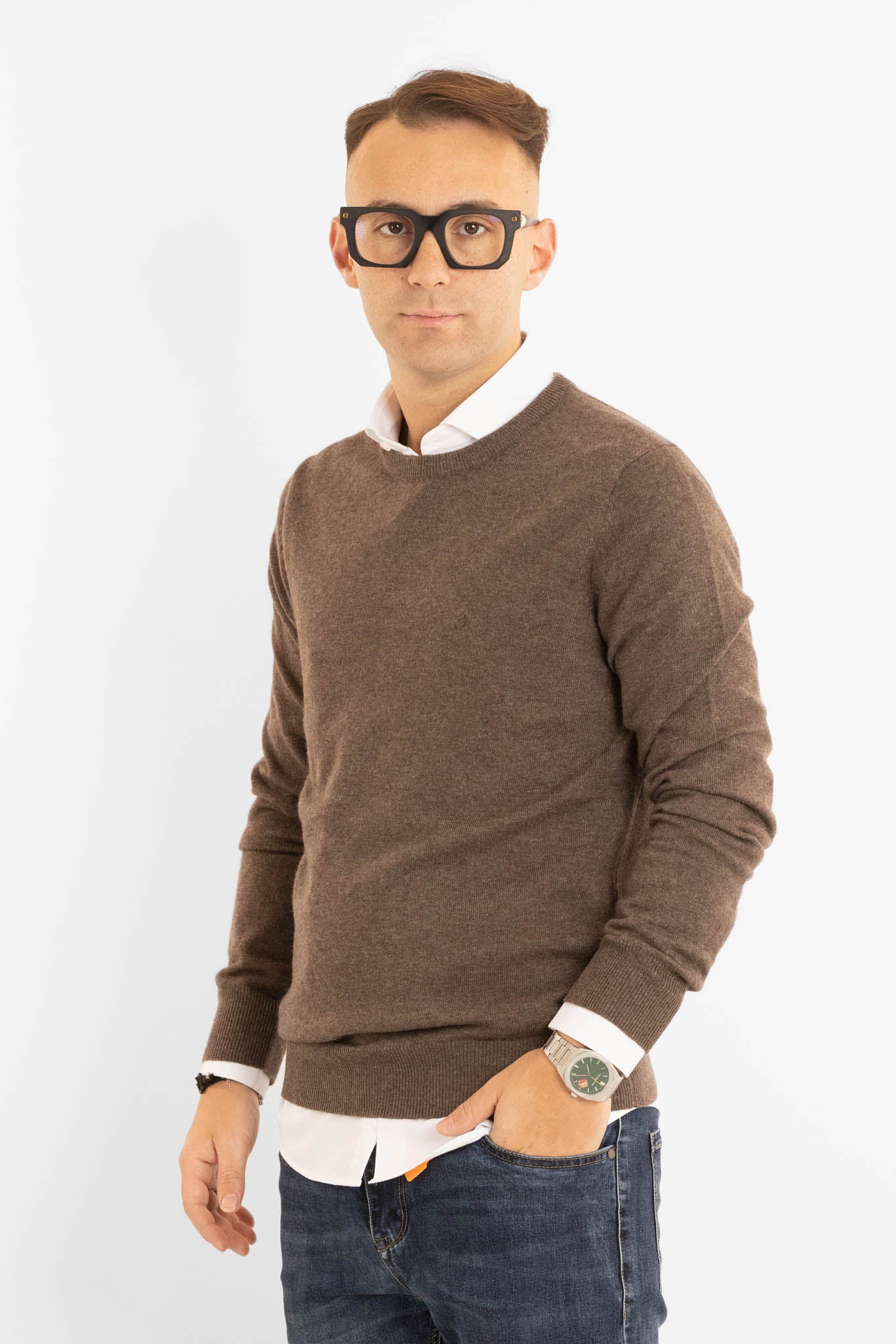 Pullover Girocollo Cashmere Blend 2371 | 2 per €60 | Marrone