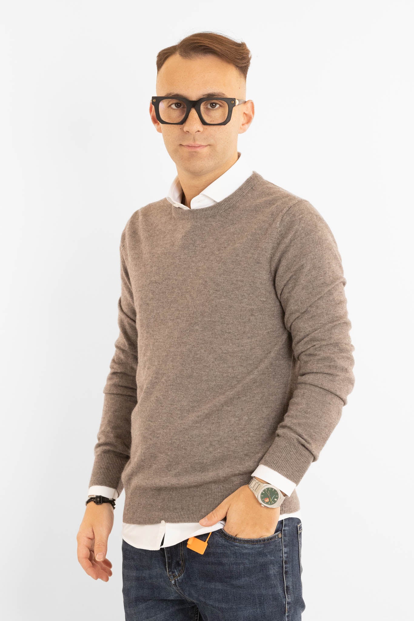 Pullover Girocollo Cashmere Blend 2371 | 2 per €60 | Tortora