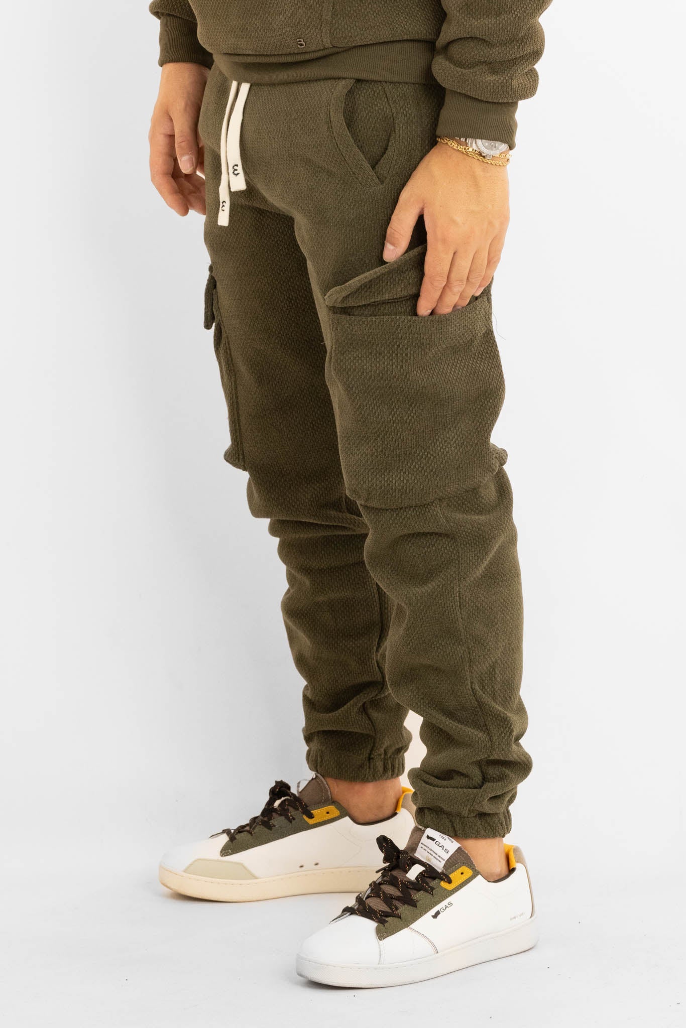 Pantalone di Tuta Ciniglia Cargo | Verde Militare