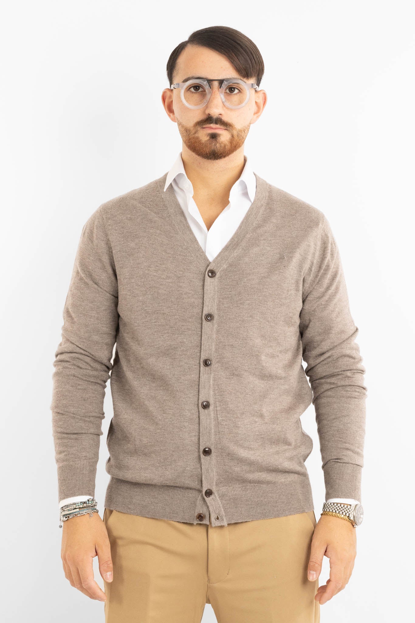 V-Neck Button-Up Wool Blend Cardigan 817 | 2 for €50 | Dove Gray