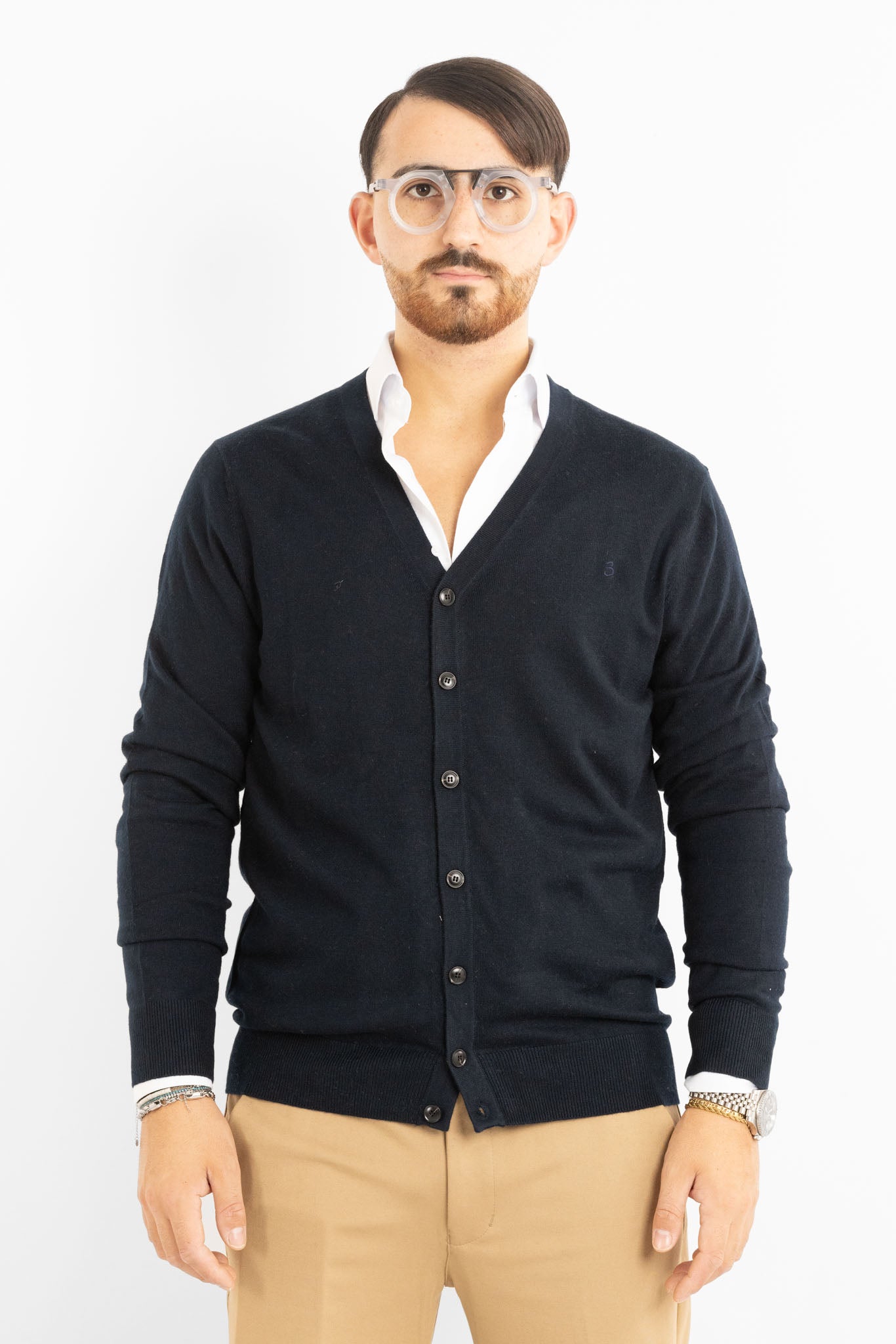 817 Wool Blend Button-Up V-Neck Cardigan | 2 for €50 | Blue