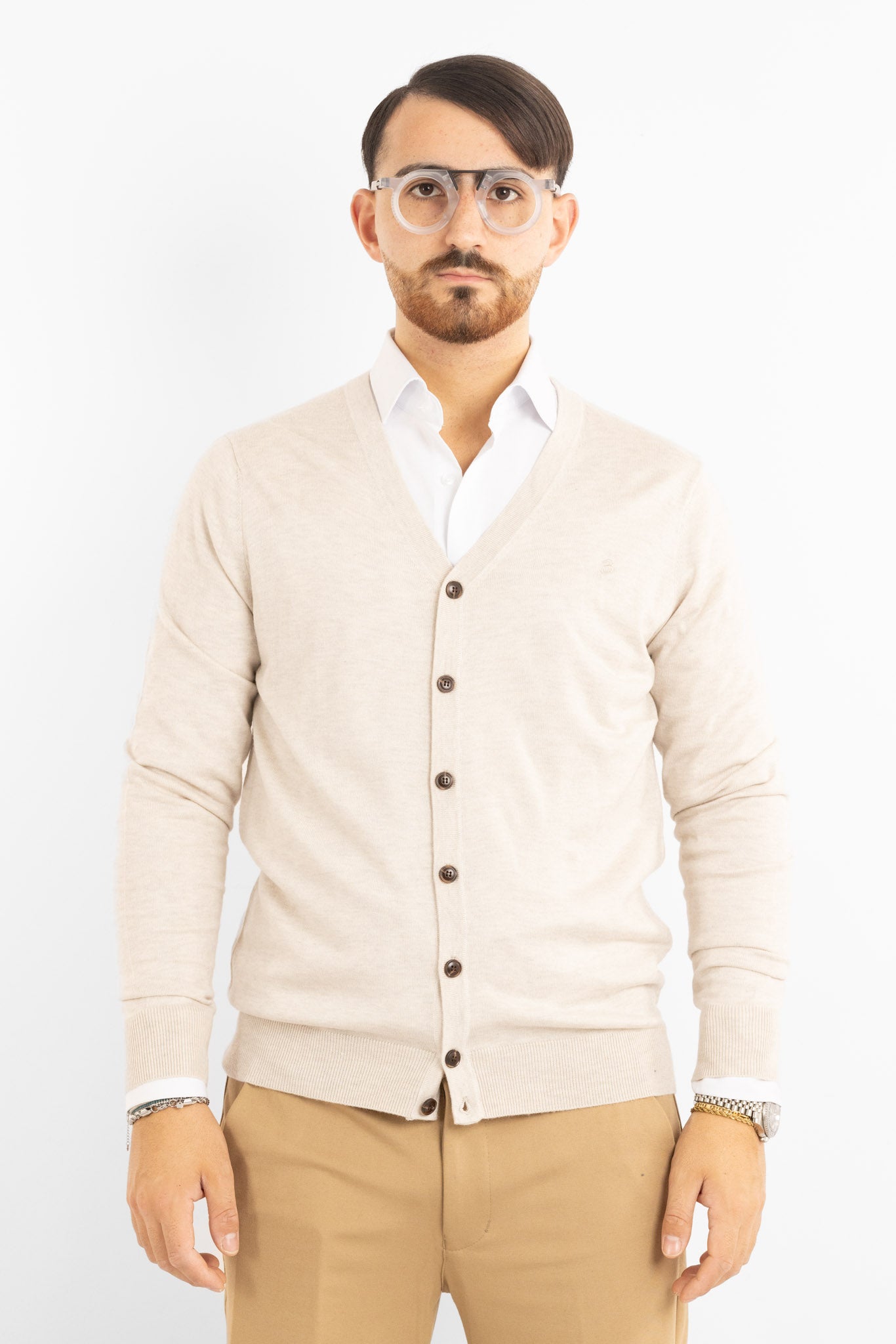 V-Neck Button-Up Wool Blend Cardigan 817 | 2 for €50 | Cream