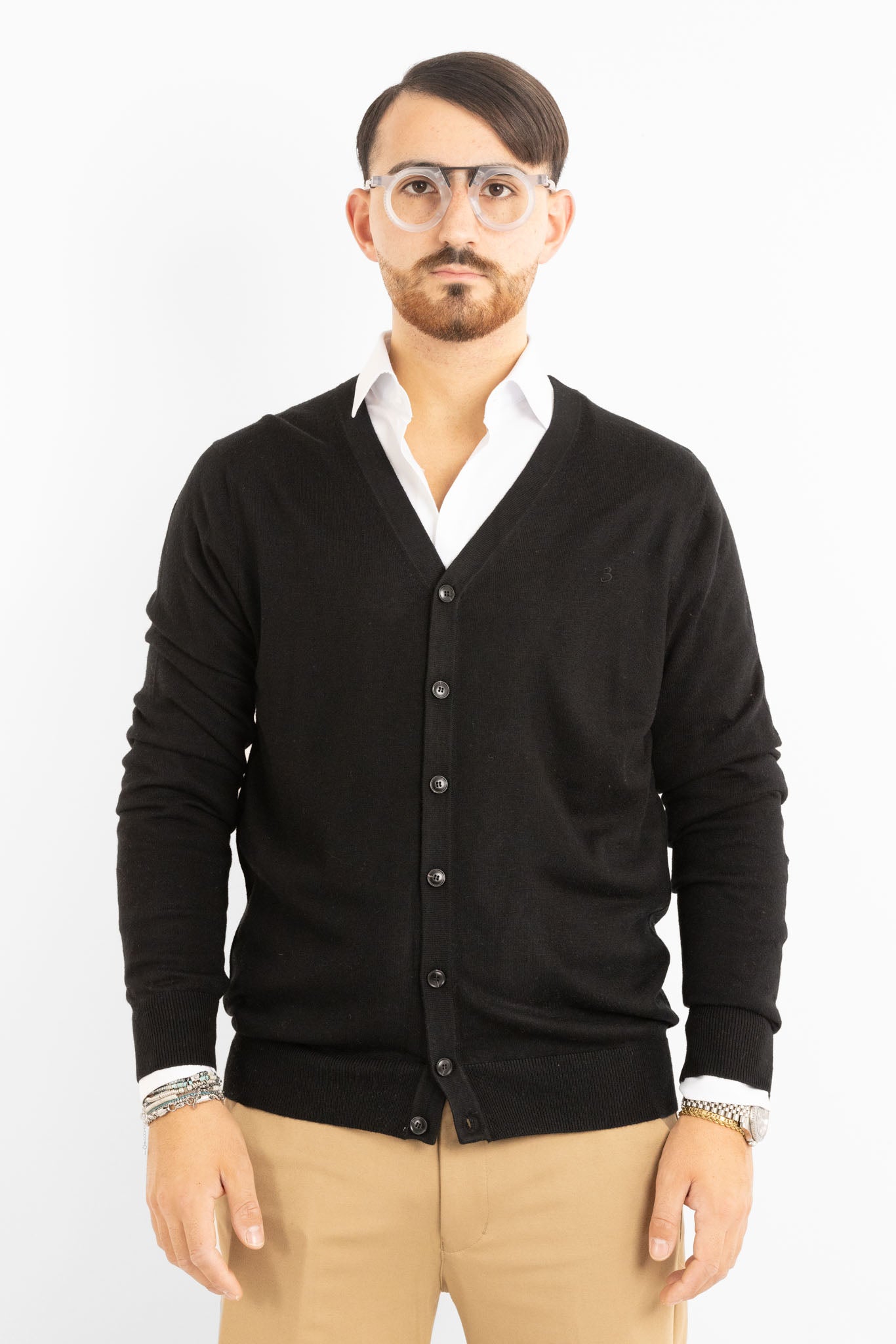 817 Wool Blend Button-Up V-Neck Cardigan | 2 for €50 | Black