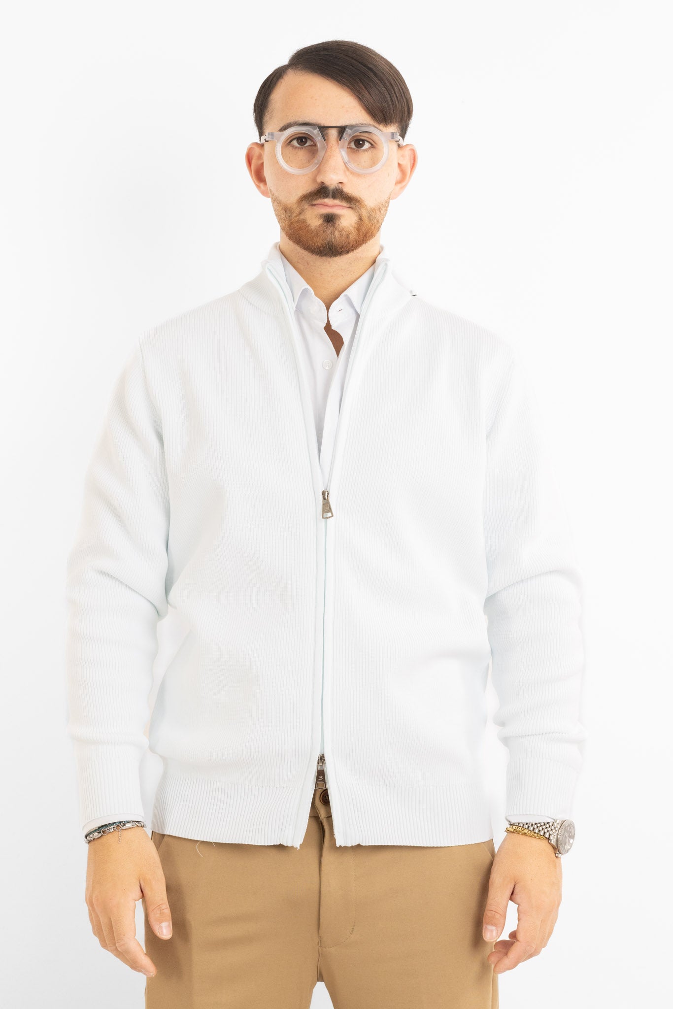 Active Soft Ribbed Zip-Up Cardigan 241152 | White