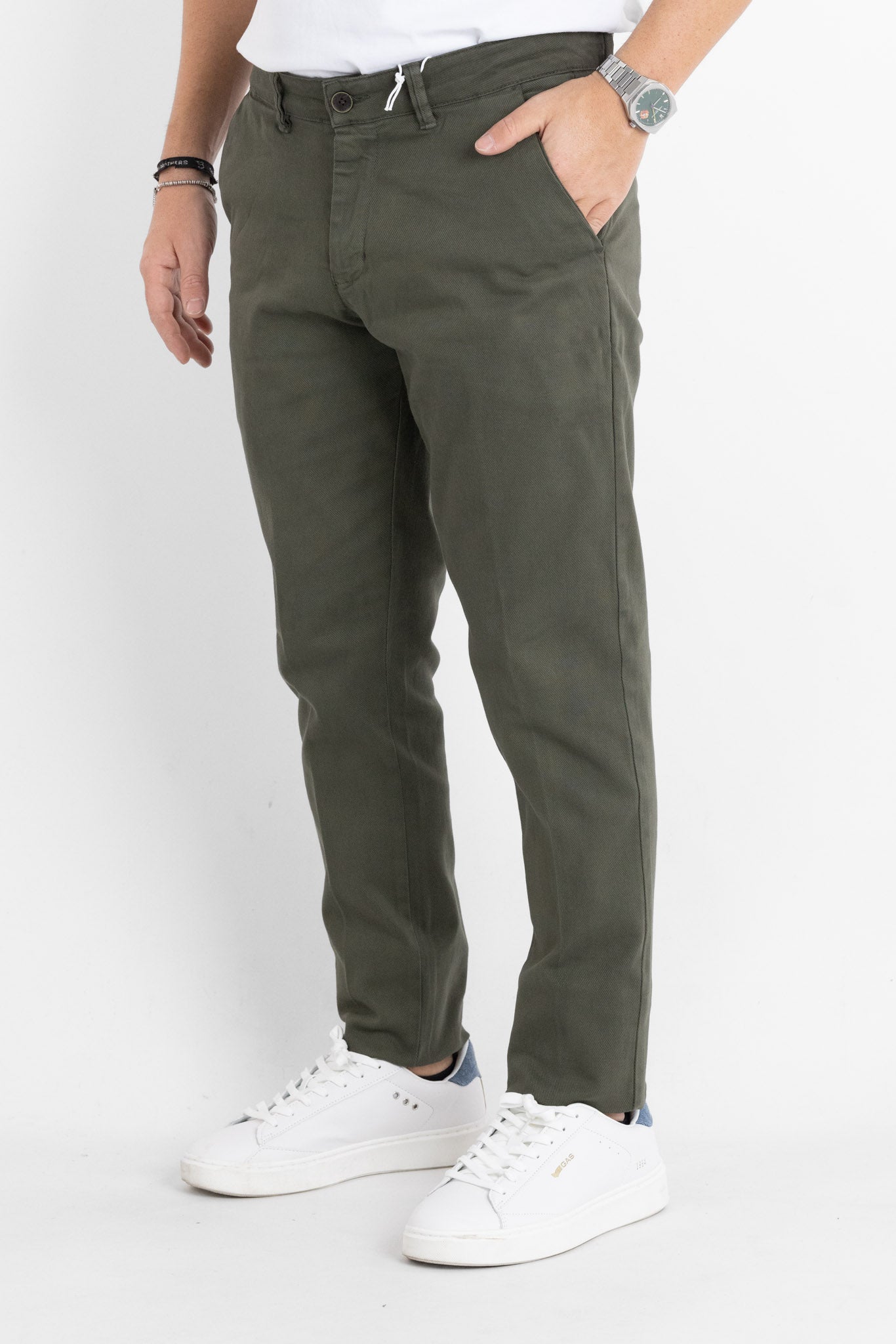 Pantalone Chinos Semi Classic BR023 | 2 per €60 | Verde Miliare