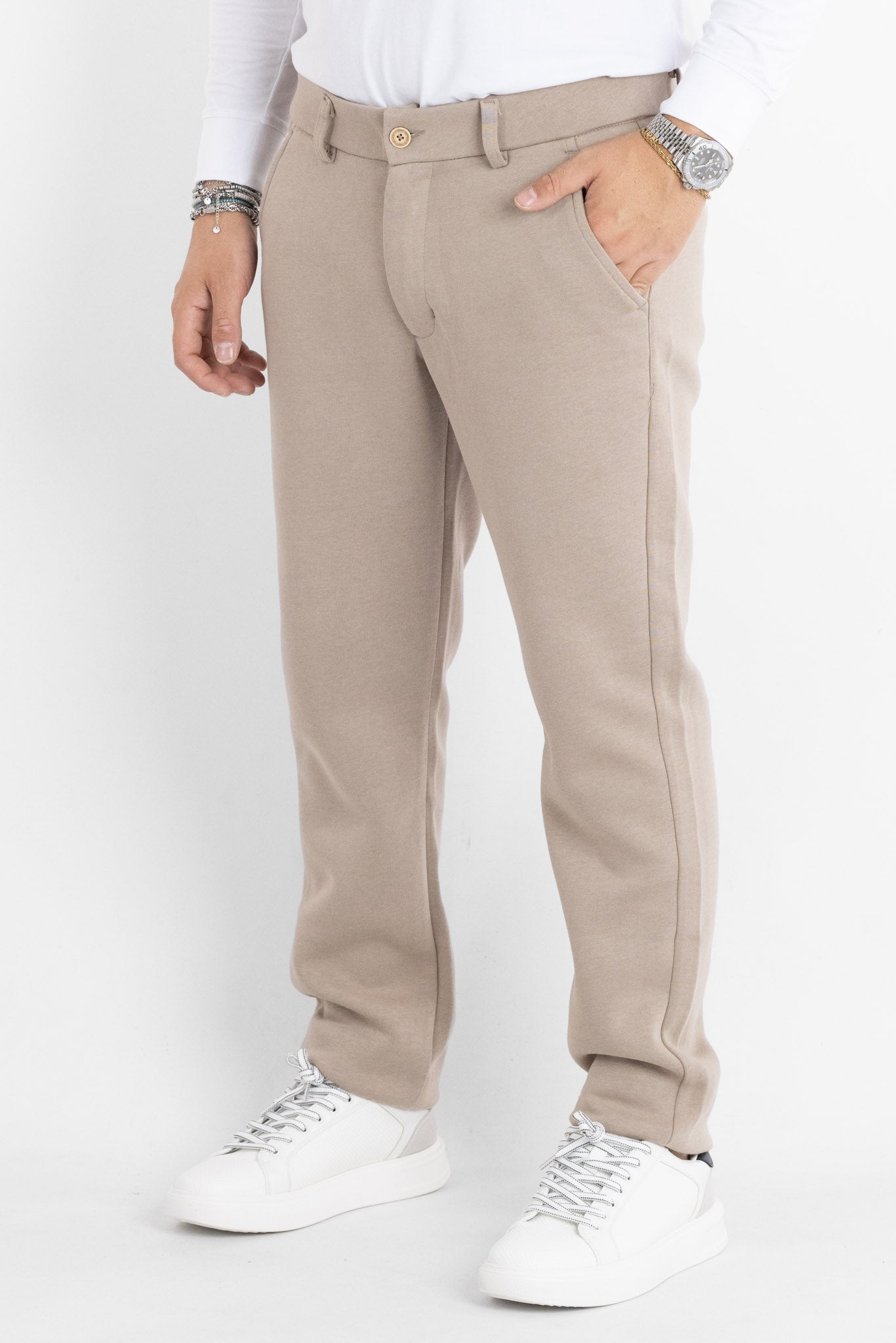 Pantalone Jersey Pesante Semi Slim 6703 | 2 per €60 | Sabbia