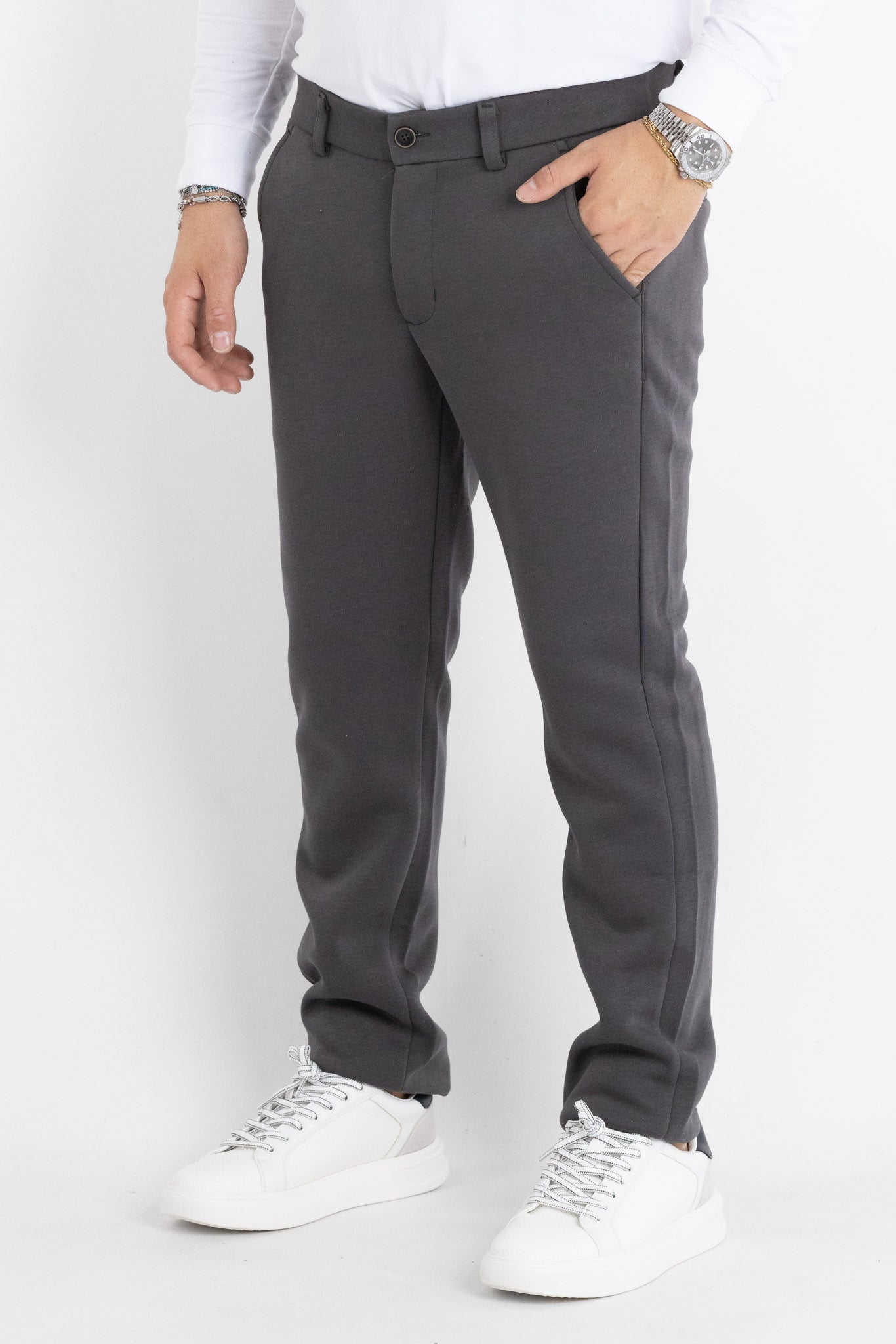 Pantalone Jersey Pesante Semi Slim 6703 | 2 per €60 | Grigio