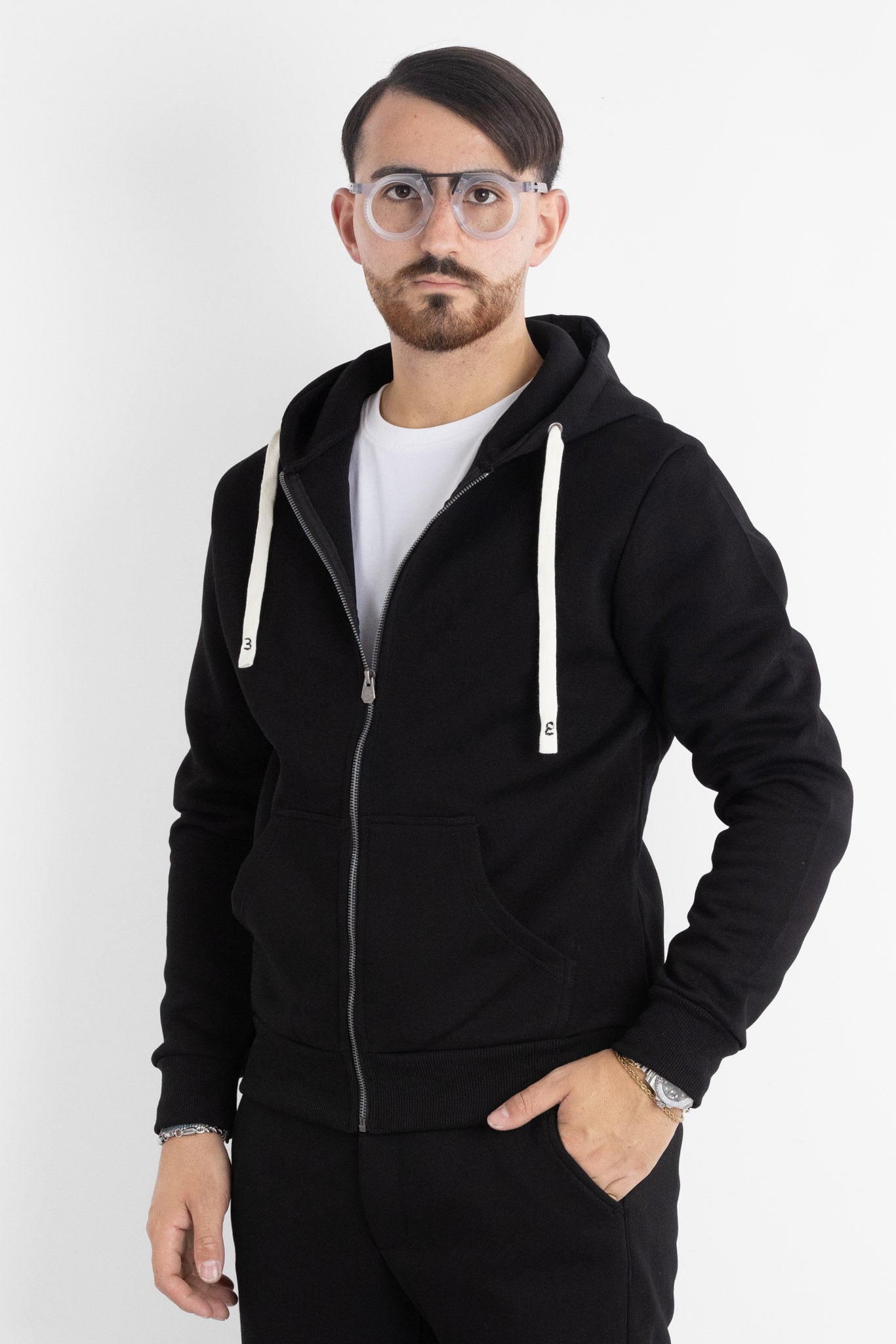 Felpa Jersey Pesante Zip e Cappuccio 6704 | 2 per €60 | Nero