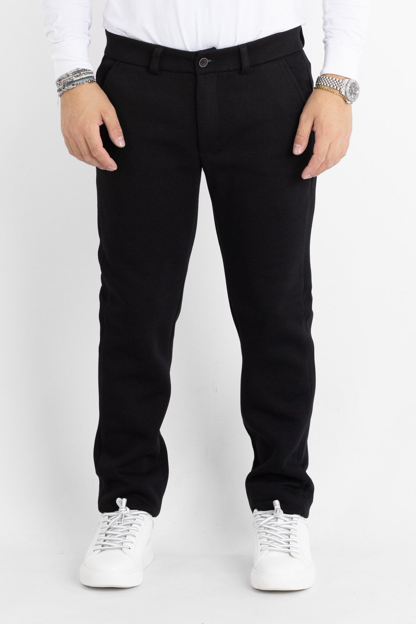 Pantalone Jersey Pesante Semi Slim 6703 | 2 per €60 | Nero