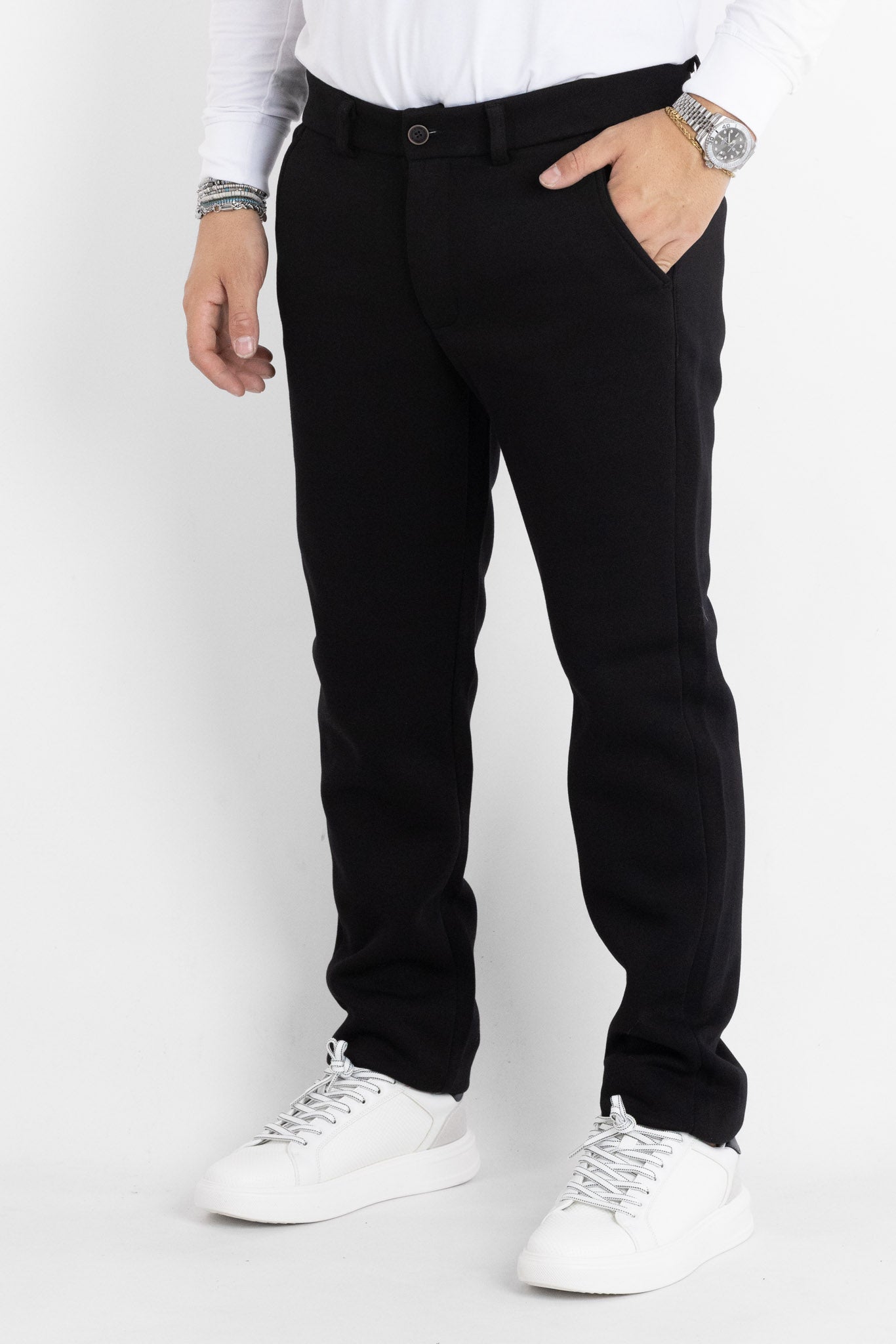 Pantalone Jersey Pesante Semi Slim 6703 | 2 per €60 | Nero