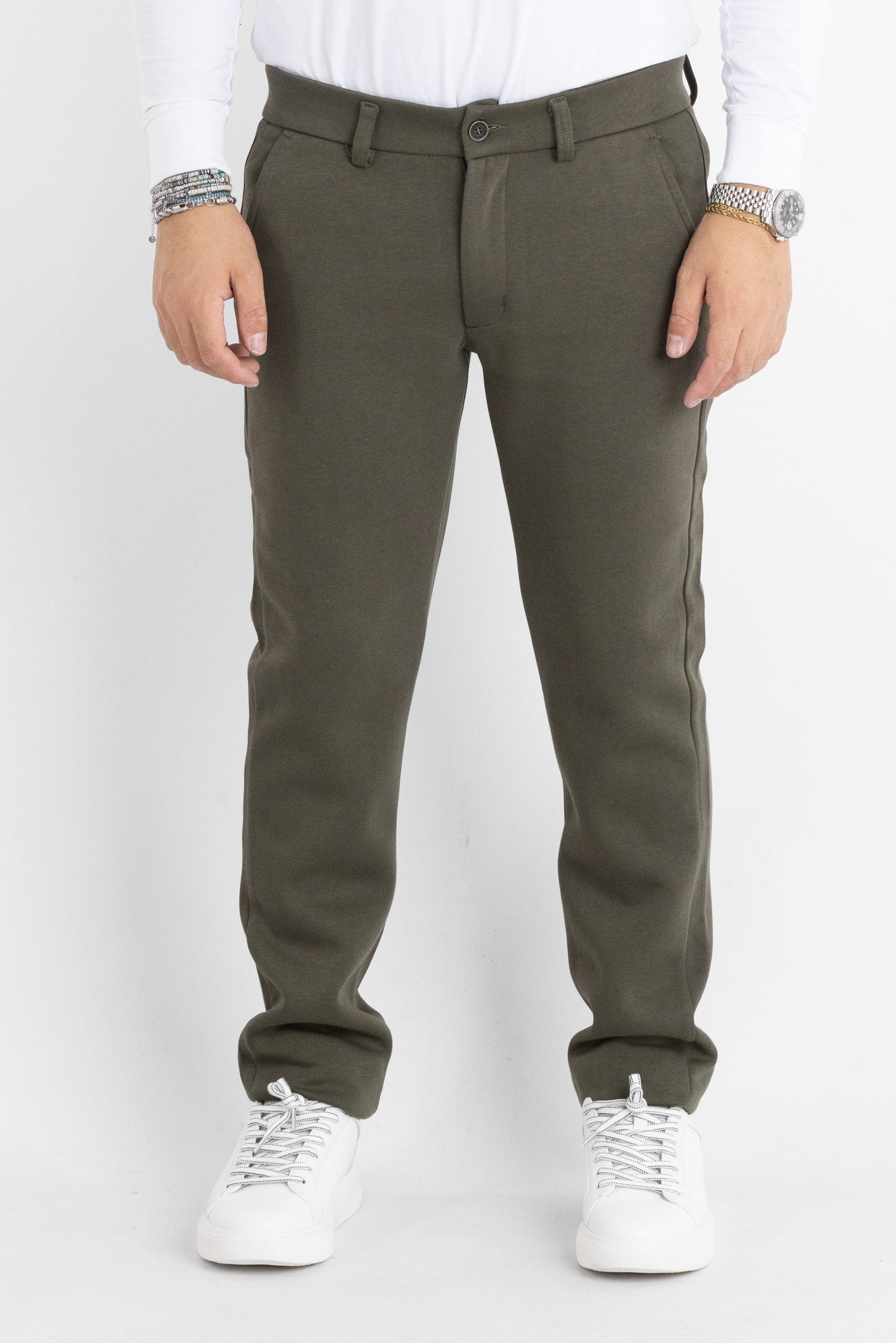 Pantalone Jersey Pesante Semi Slim 6703 | 2 per €60 | Verde