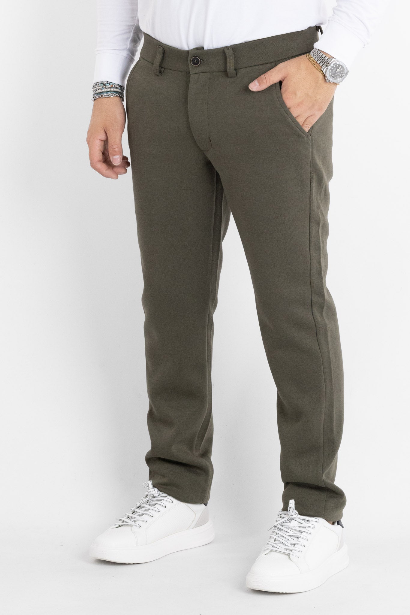 Pantalone Jersey Pesante Semi Slim 6703 | 2 per €60 | Verde