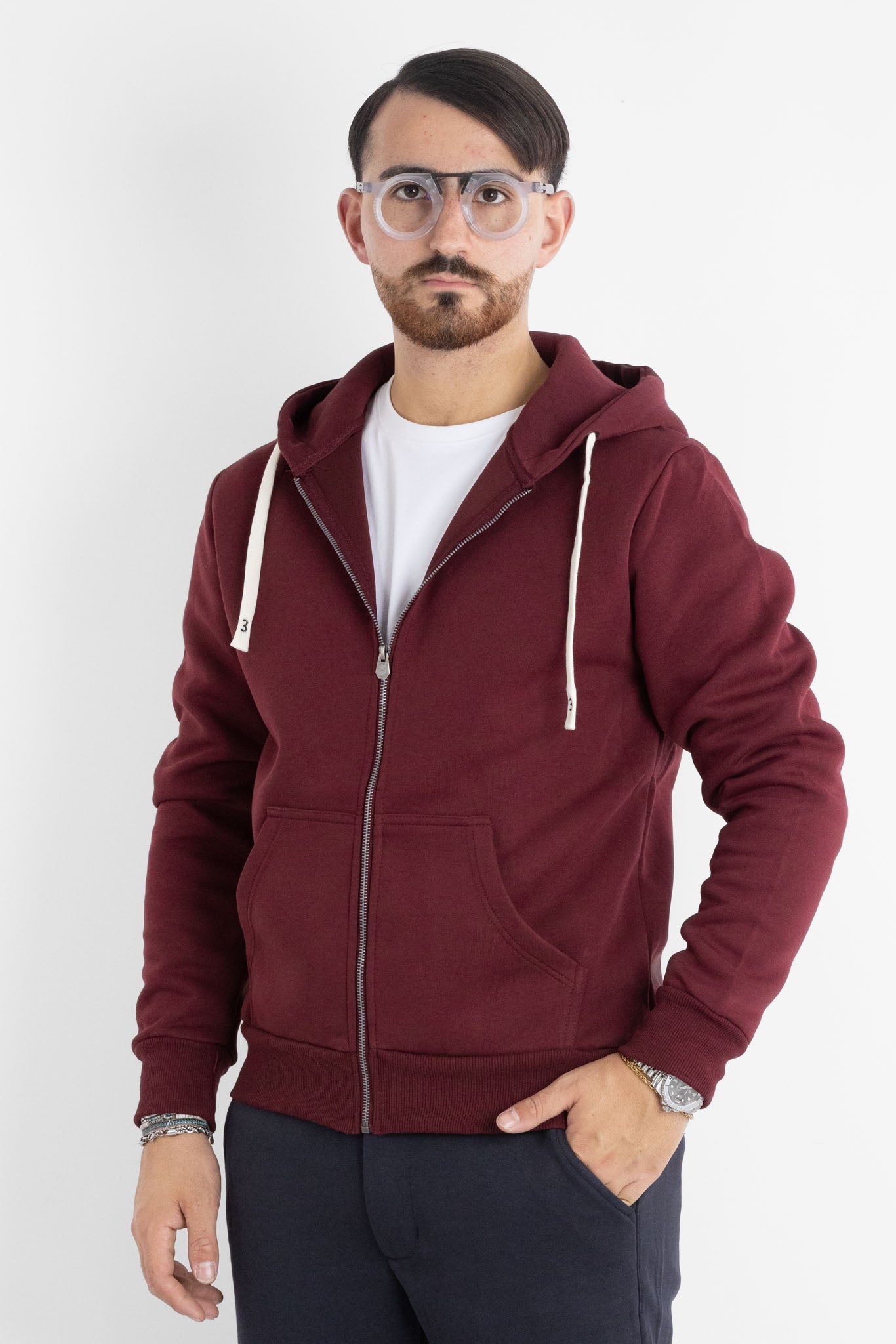 Felpa Jersey Pesante Zip e Cappuccio 6704 | 2 per €60 | Bordeaux
