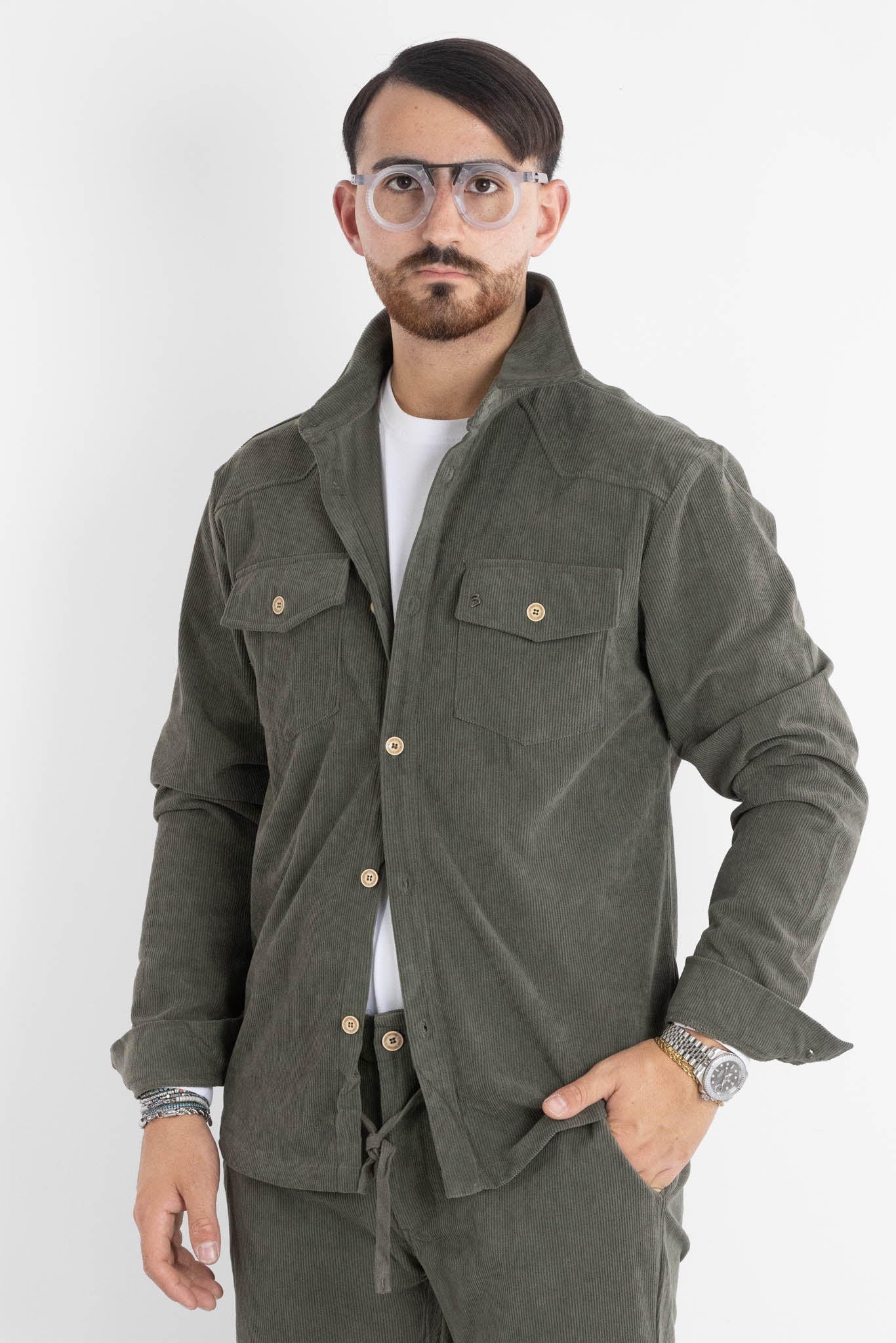 Velvet Shirt 330 | 2 for €50 | Green