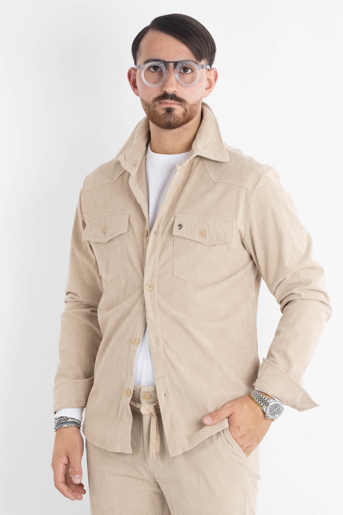 Velvet Shirt 330 | 2 for €50 | Beige