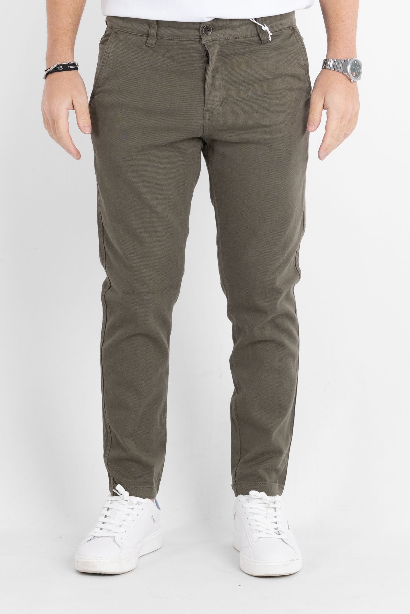 Pantalone Capri Trama Chicco di Riso BR021 | 2 per €60 | Verde Militare
