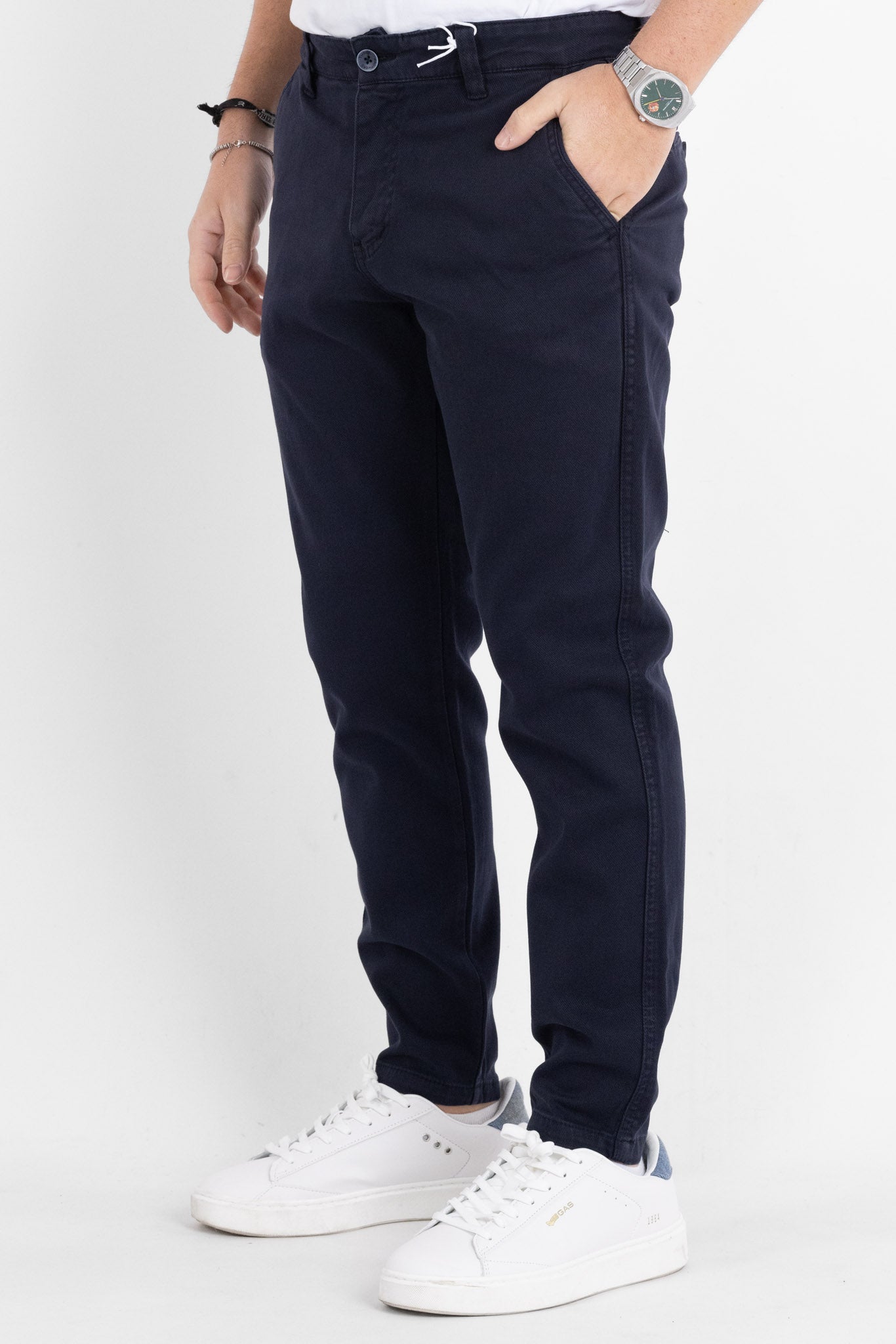 Pantalone Capri Trama Chicco di Riso BR021 | 2 per €60 | Blu