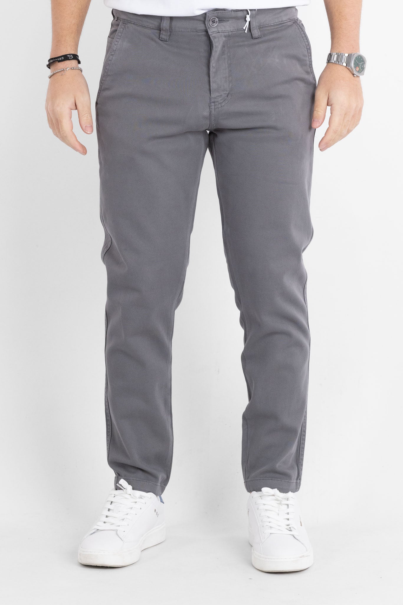 Pantalone Capri Trama Chicco di Riso BR021 | 2 per €60 | Grigio Scuro