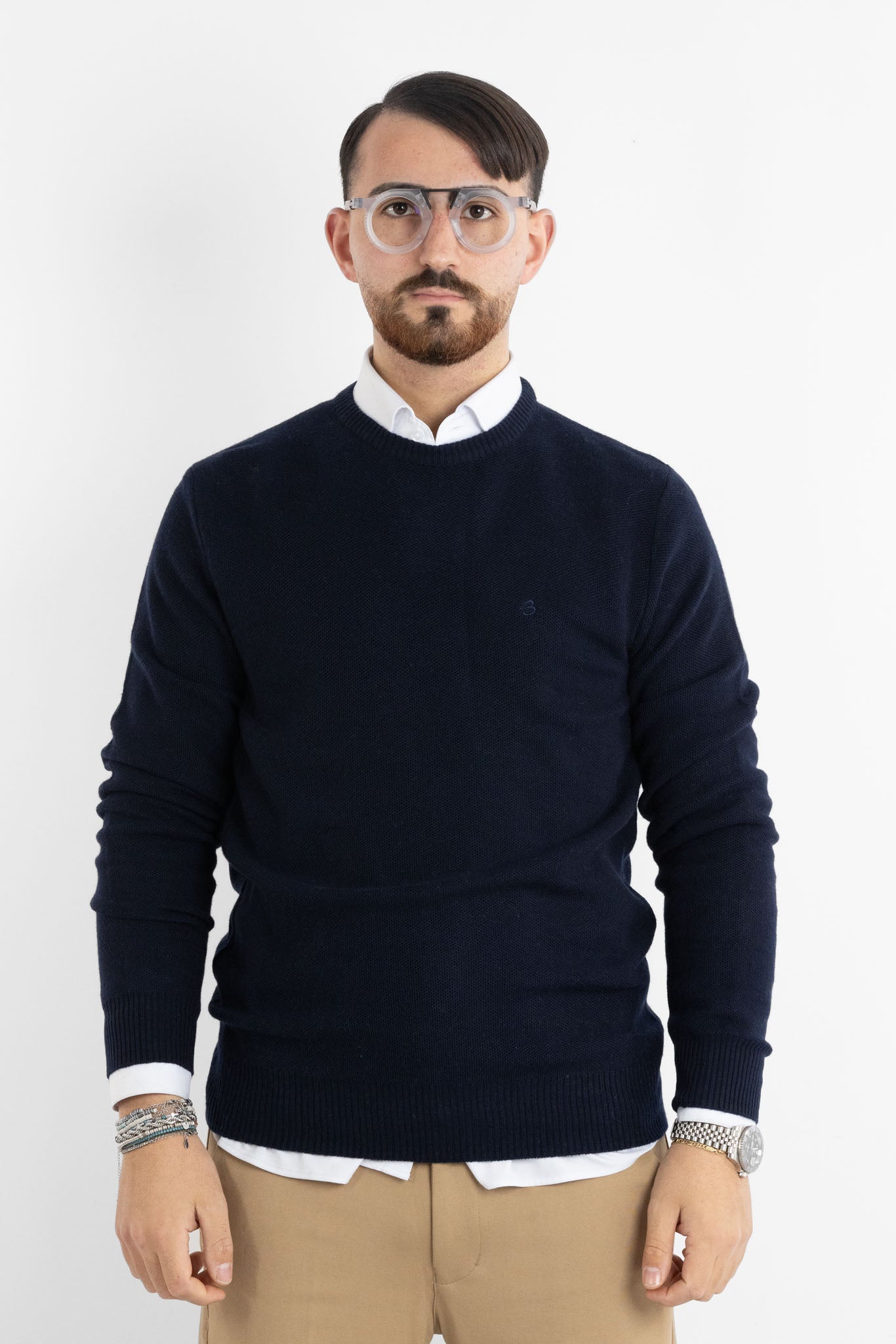 Pullover Girocollo Misto Lana Chicco 906 | 2 per €60 | Blu