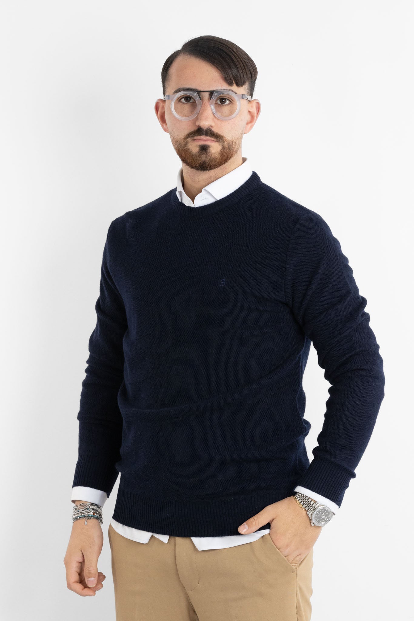 Pullover Girocollo Misto Lana Chicco 906 | 2 per €60 | Blu