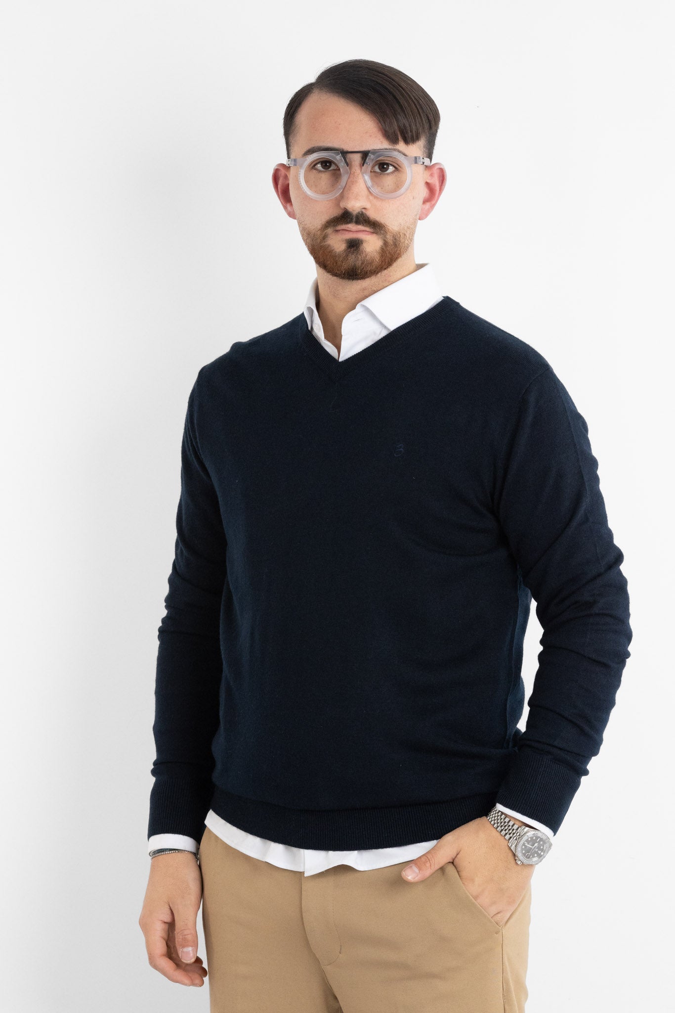 Pullover a V Misto Lana 82 | 2 per €50 | Blu