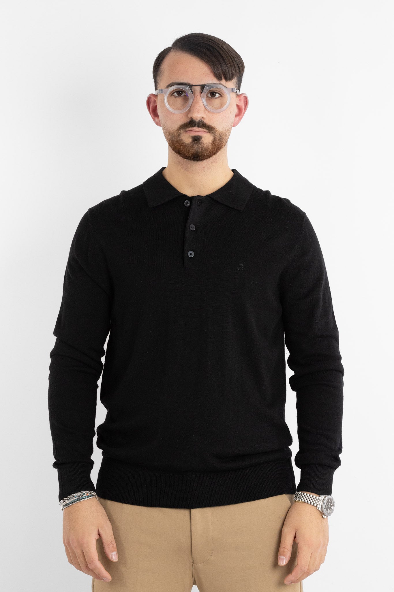 Polo Pullover Misto Lana 86 | 2 per €50 | Nero