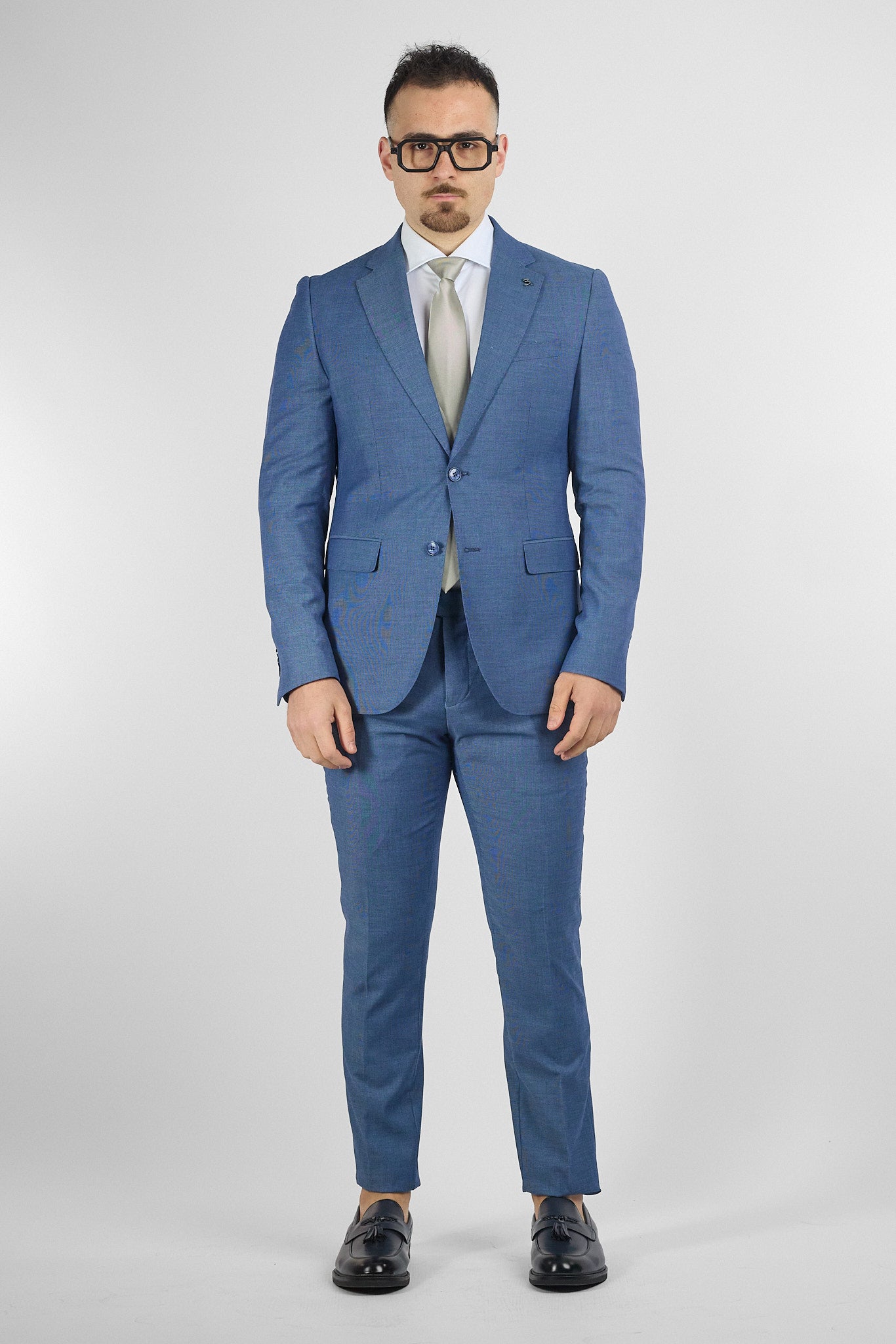 Abito Due Bottoni Tessuto Lavorato | Denim