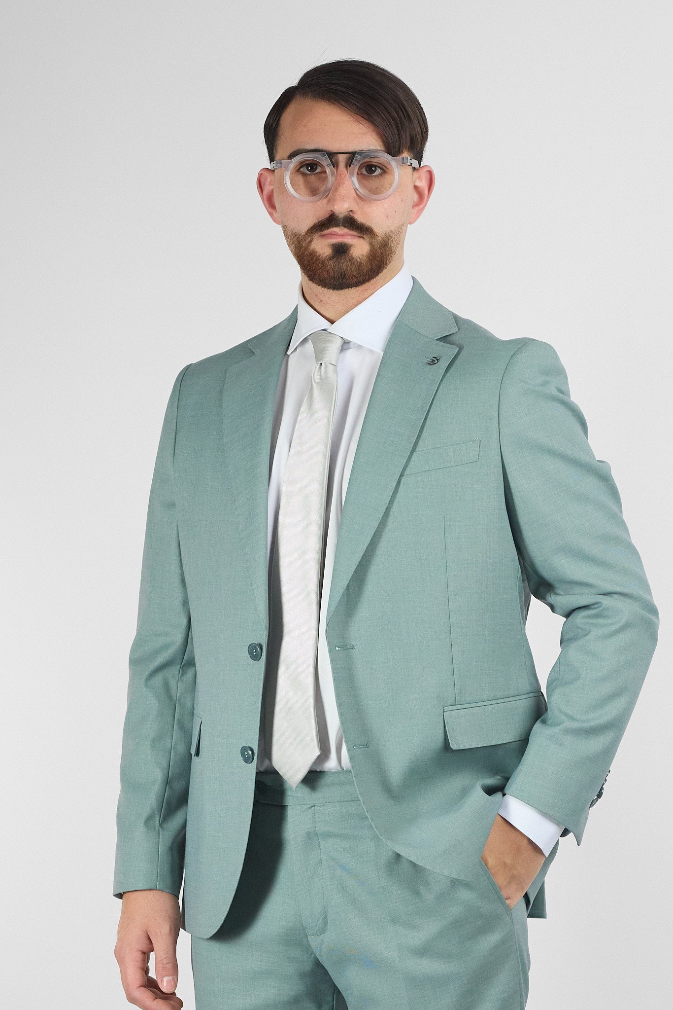 Abito Due Bottoni Basic | Verde Acqua