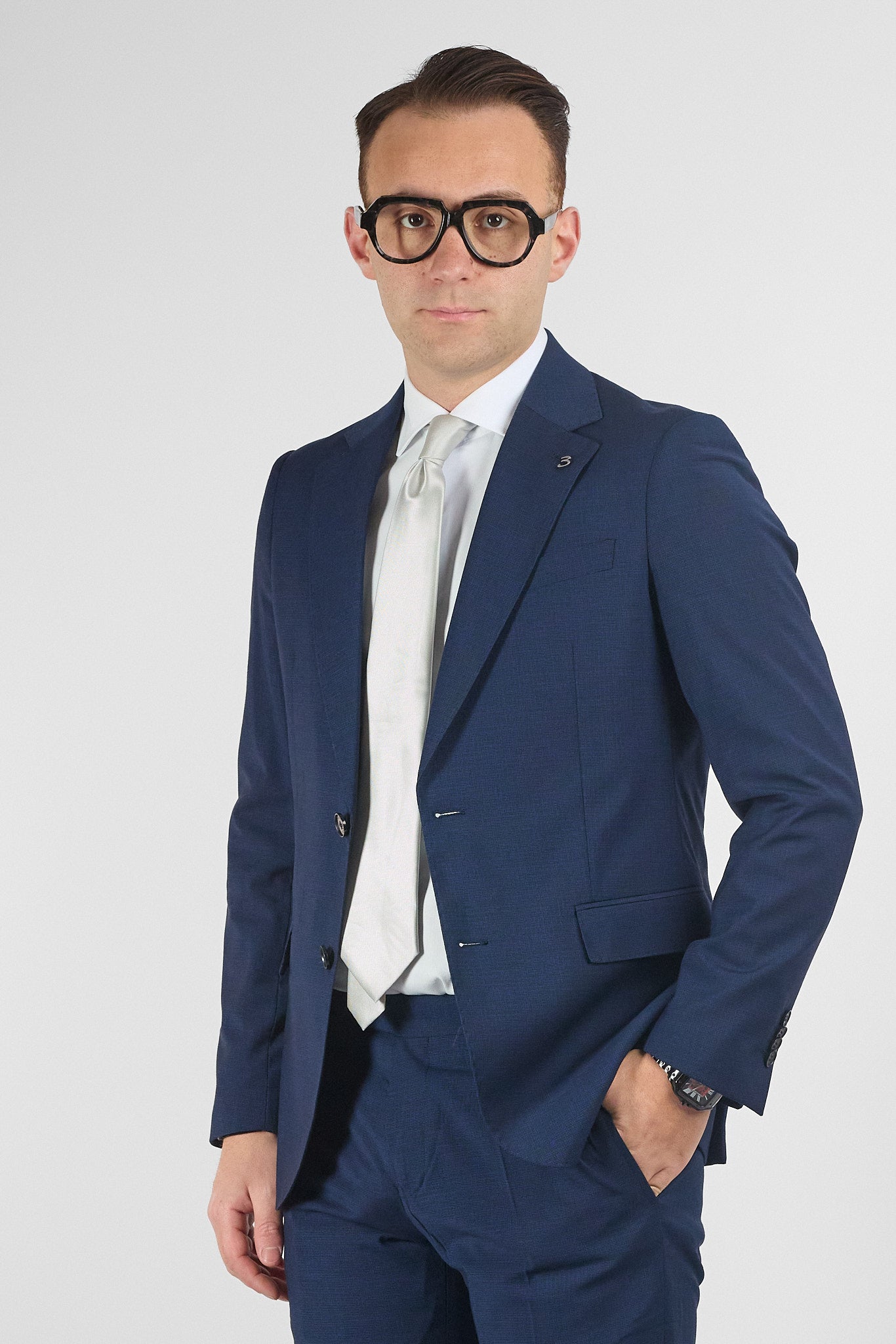 Abito Due Bottoni Tramato Nex | Blu