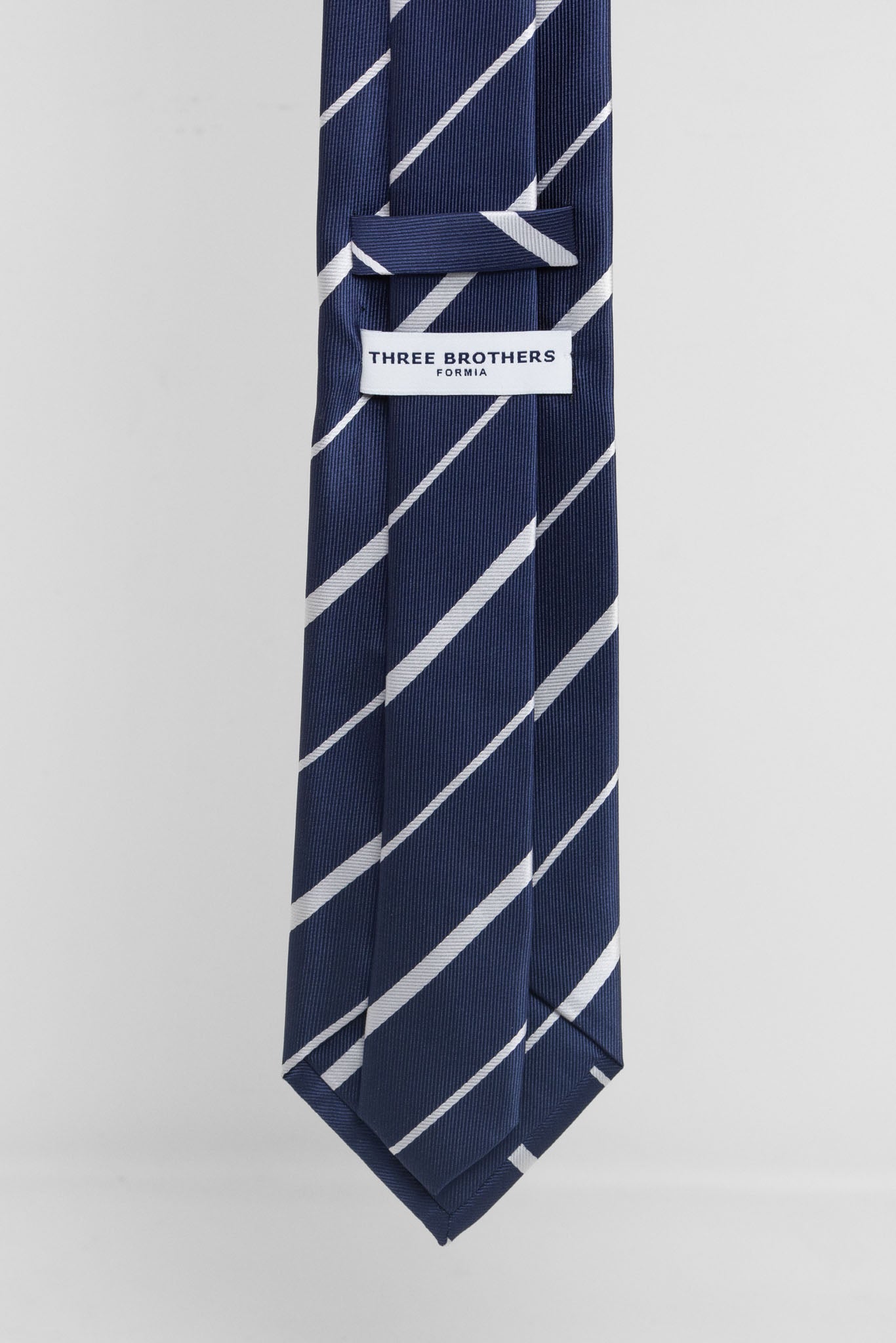 Cravatta Tre Pieghe Regimental Fondo Blu Riga Bianca | 2 Per €20