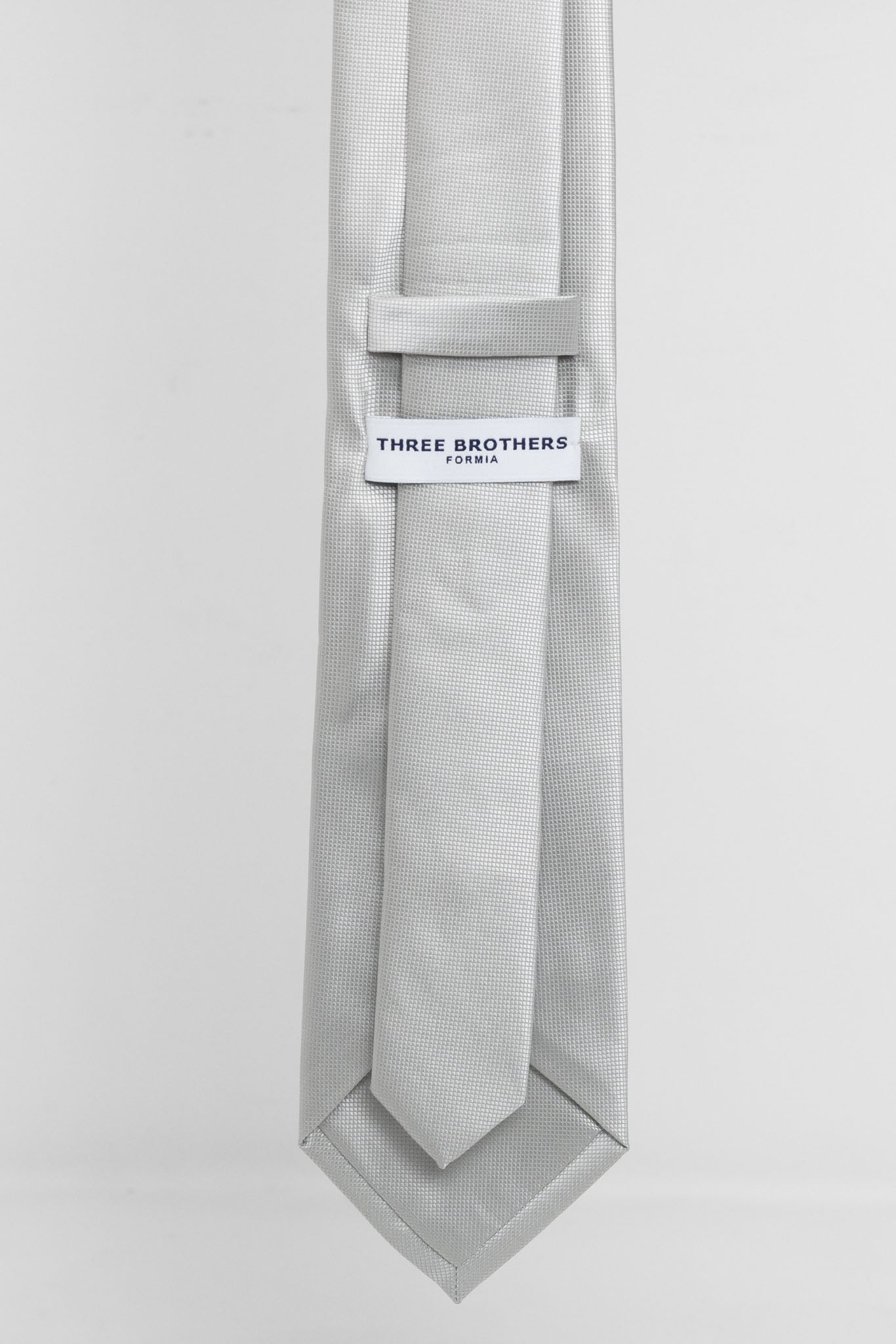 Cravatta Tre Pieghe Tinta Unita Micro Diamantino Grigio Perla | 2 Per €20