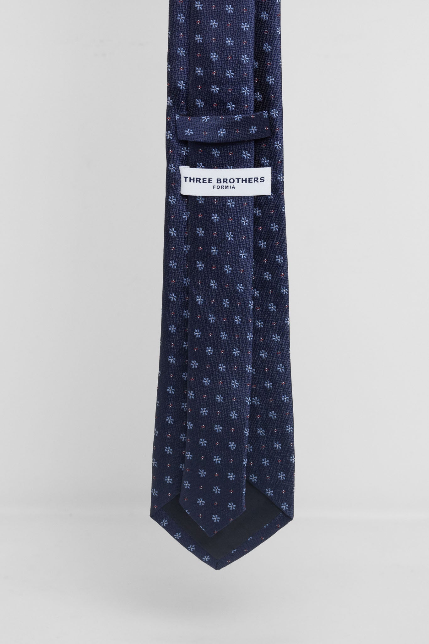 Cravatta Tre Pieghe Fantasia Fiorellini e Pois Fondo Blu e Celeste | 2 Per €20