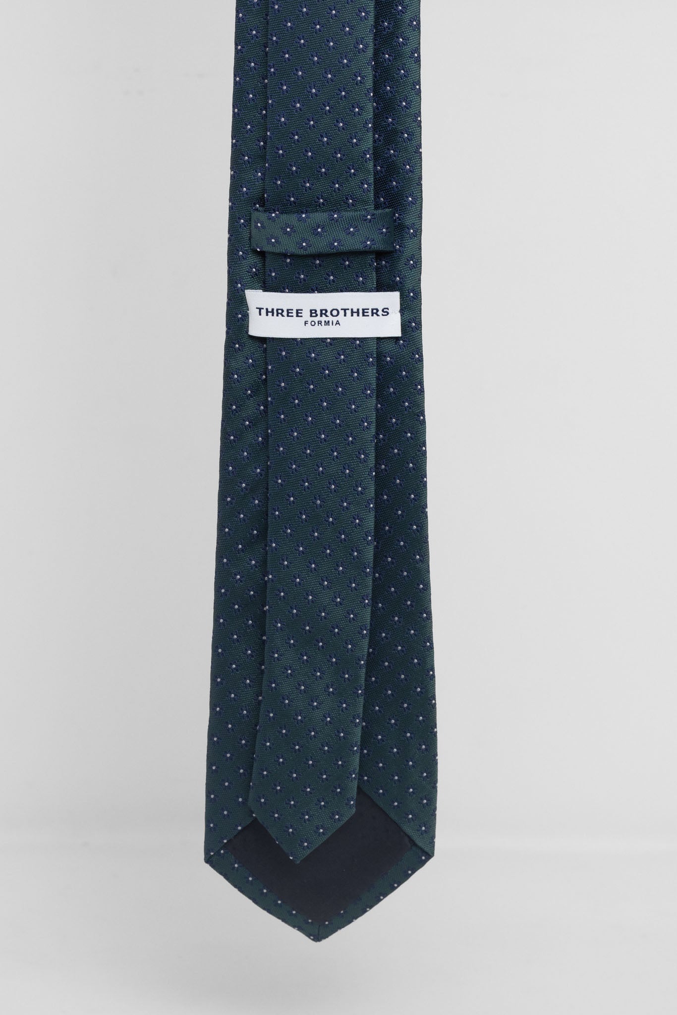 Cravatta Tre Pieghe Fantasia Fiore Fondo Verde e Blu | 2 Per €20