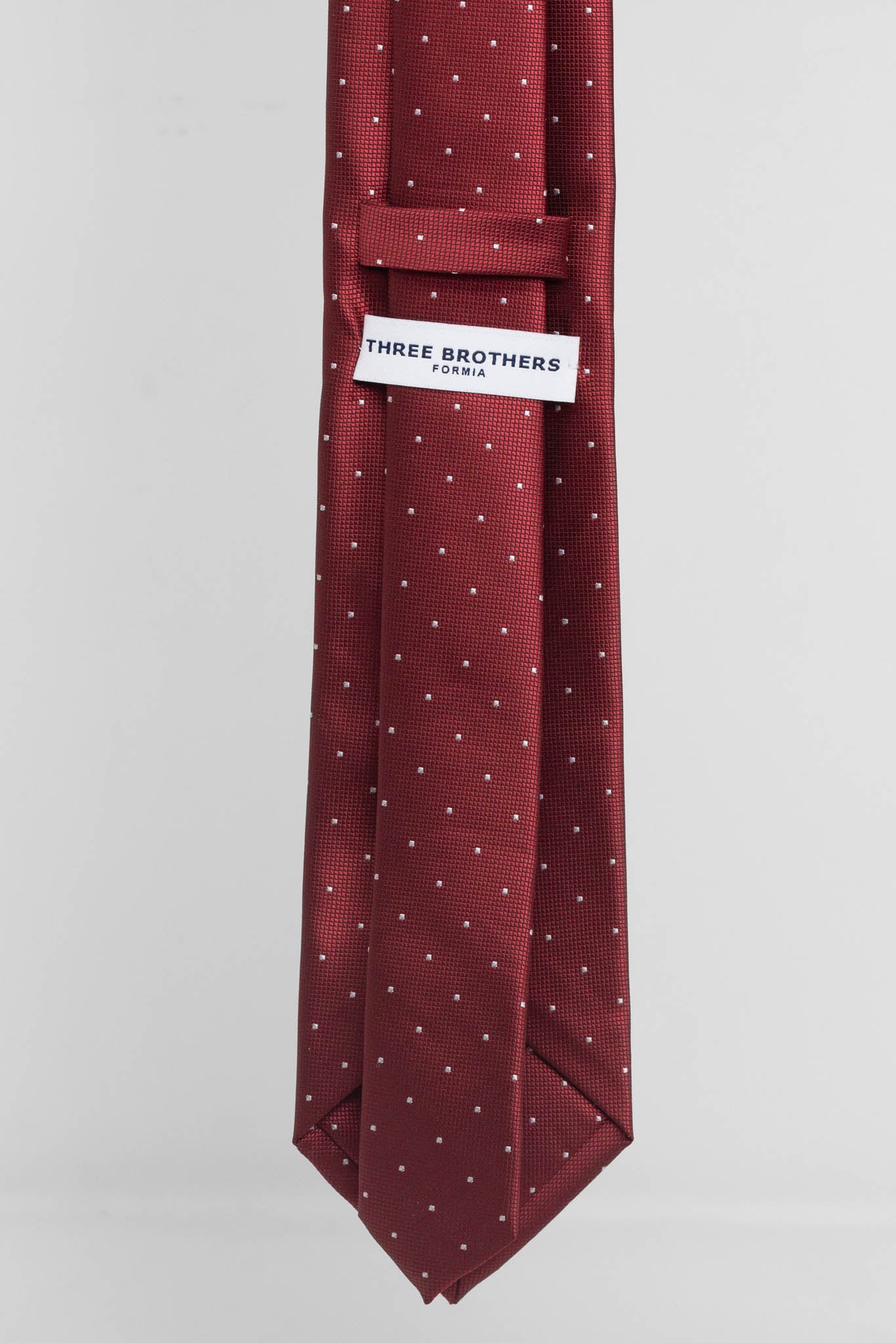 Cravatta Tre Pieghe Micro Pois Fondo Bordeaux e Bianco | 2 Per €20