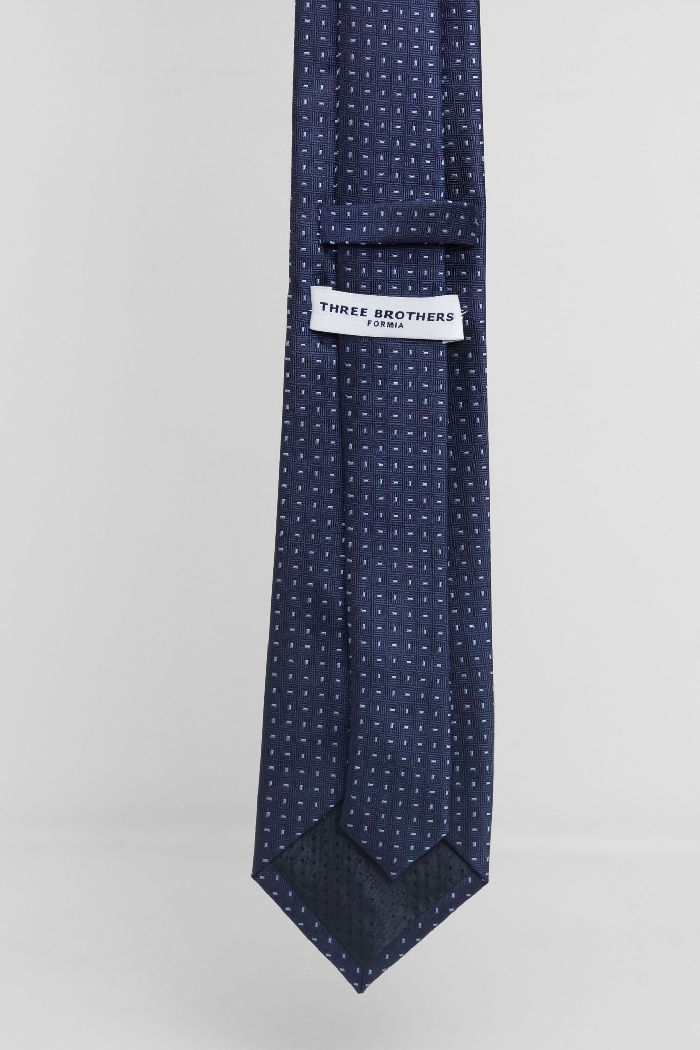 Cravatta Tre Pieghe Fantasia Trattini Fondo Blu e Celeste | 2 Per €20