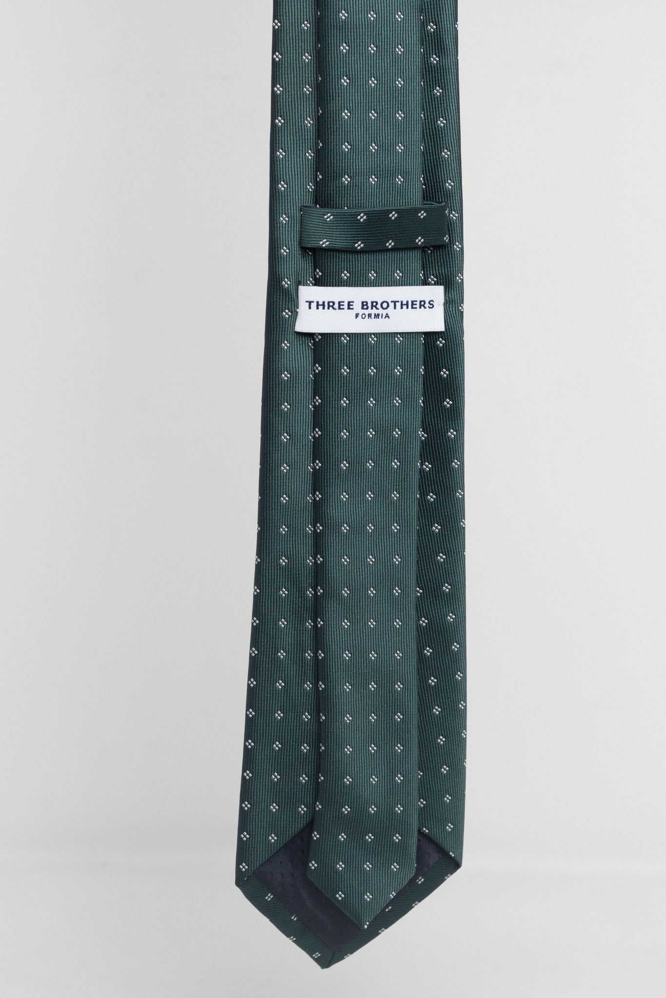 Cravatta Tre Pieghe Rombetti Bianchi su Fondo Verde | 2 Per €20