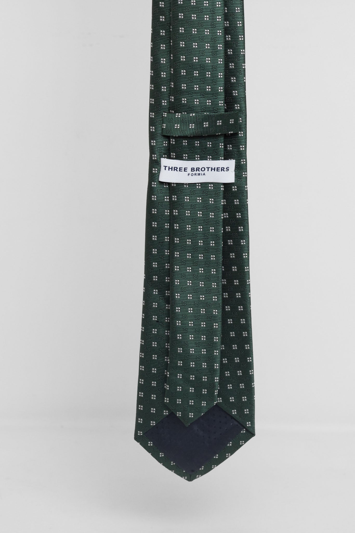 Cravatta Tre Pieghe Quadratini Bianchi su Fondo Verde | 2 Per €20