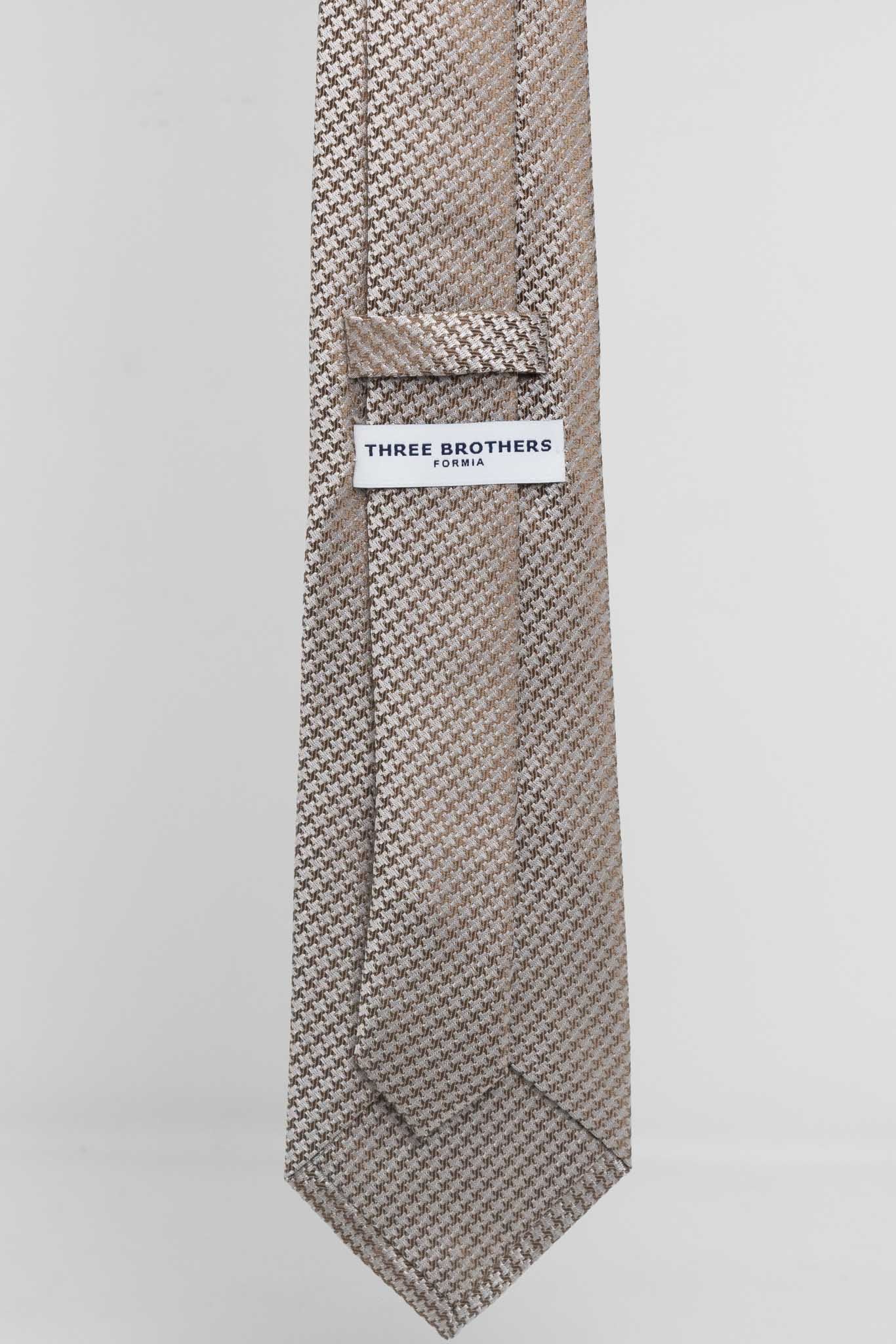 Cravatta Tre Pieghe Trama Pied Poule Beige | 2 Per €20