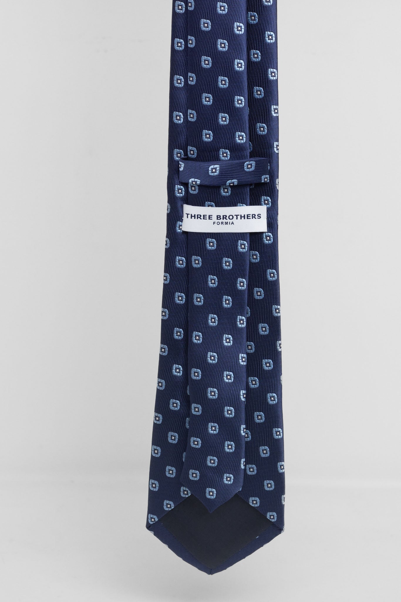 Cravatta Tre Pieghe Fantasia Unica Geometrica Fondo Blu e Celeste | 2 Per €20