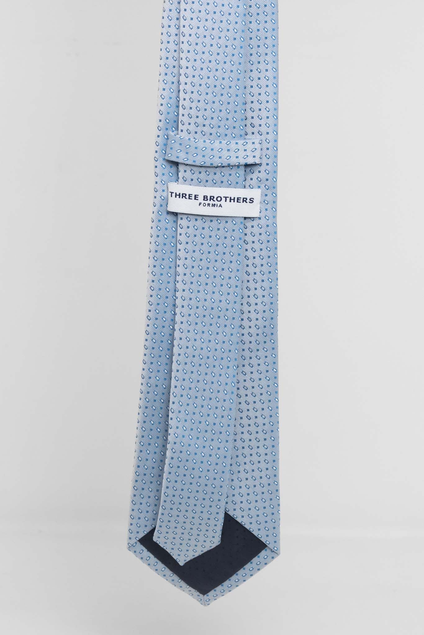 Cravatta Tre Pieghe Fantasia Unica Fondo Celeste e Bianco | 2 Per €20