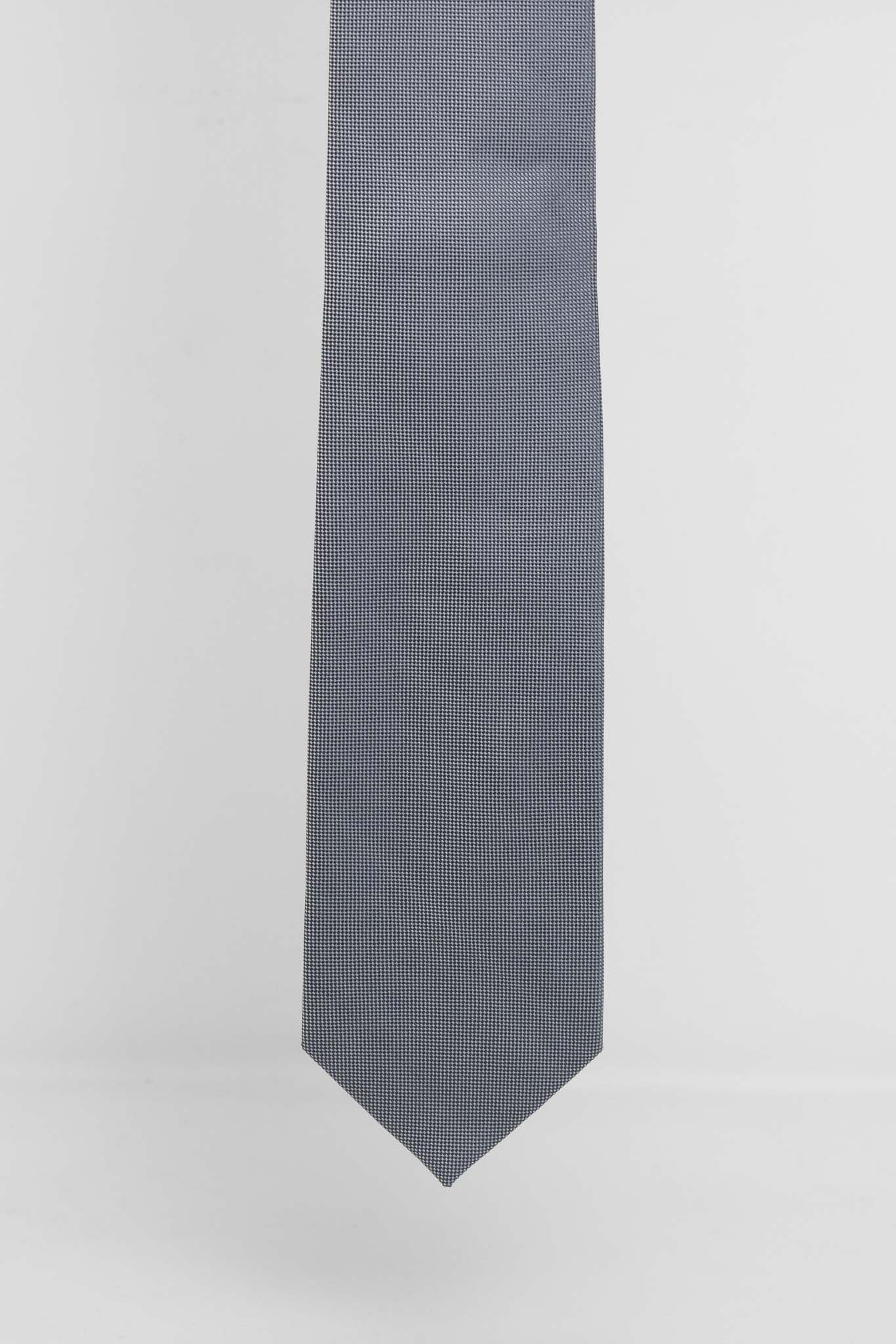 Cravatta Tre Pieghe Tinta Unita Micro Diamantino Blu e Bianco | 2 Per €20