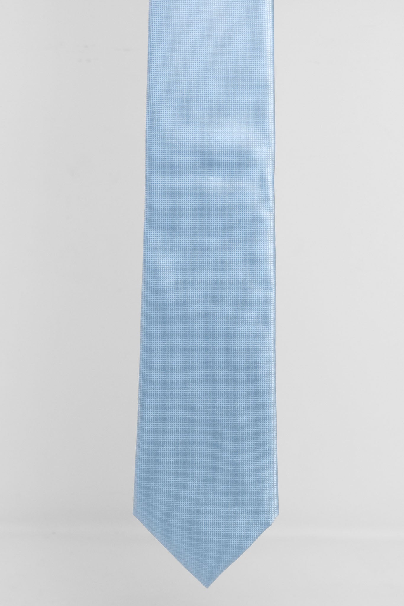 Cravatta Tre Pieghe Tinta Unita Micro Diamantino Celeste Chiaro | 2 Per €20