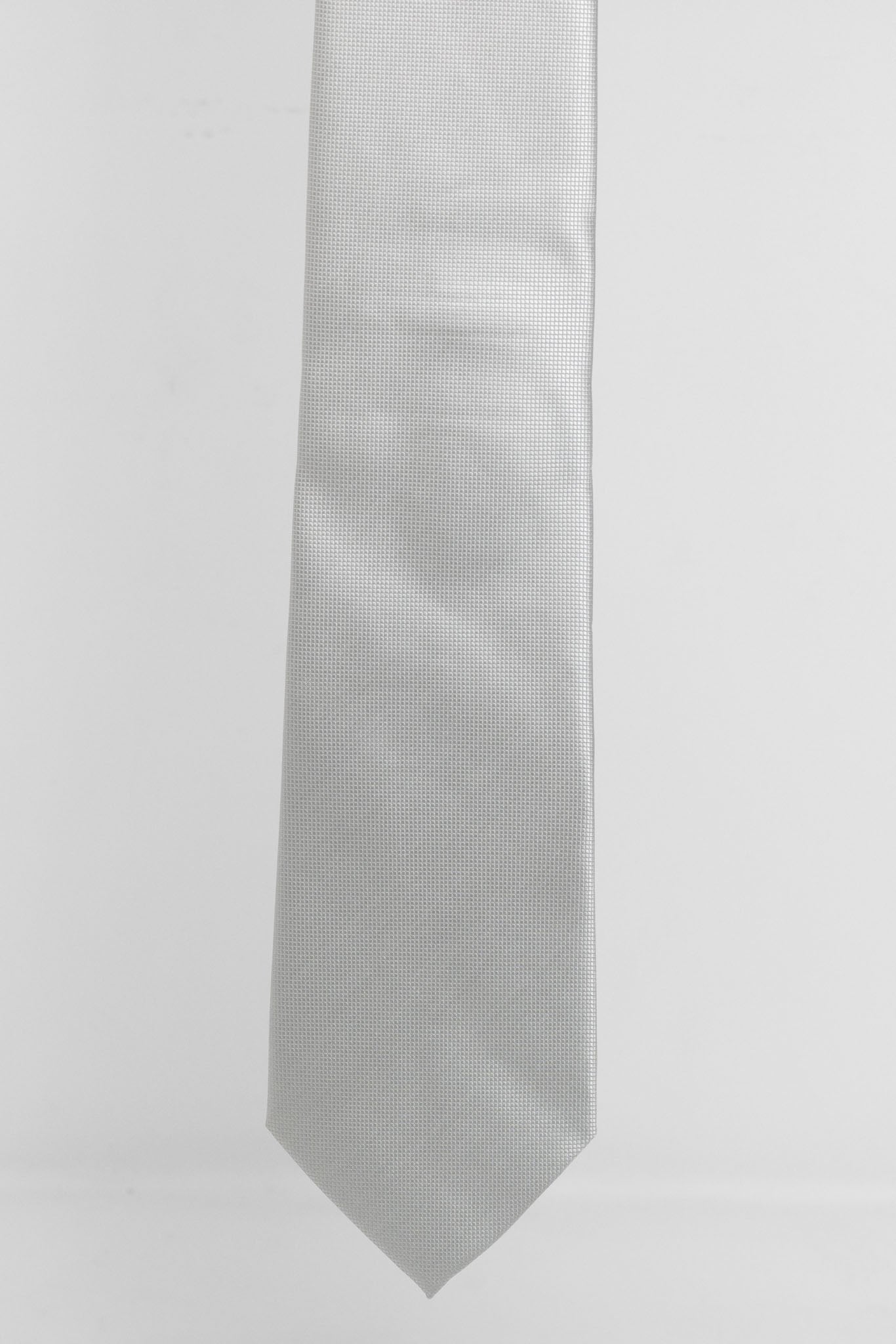 Cravatta Tre Pieghe Tinta Unita Micro Diamantino Grigio Perla | 2 Per €20