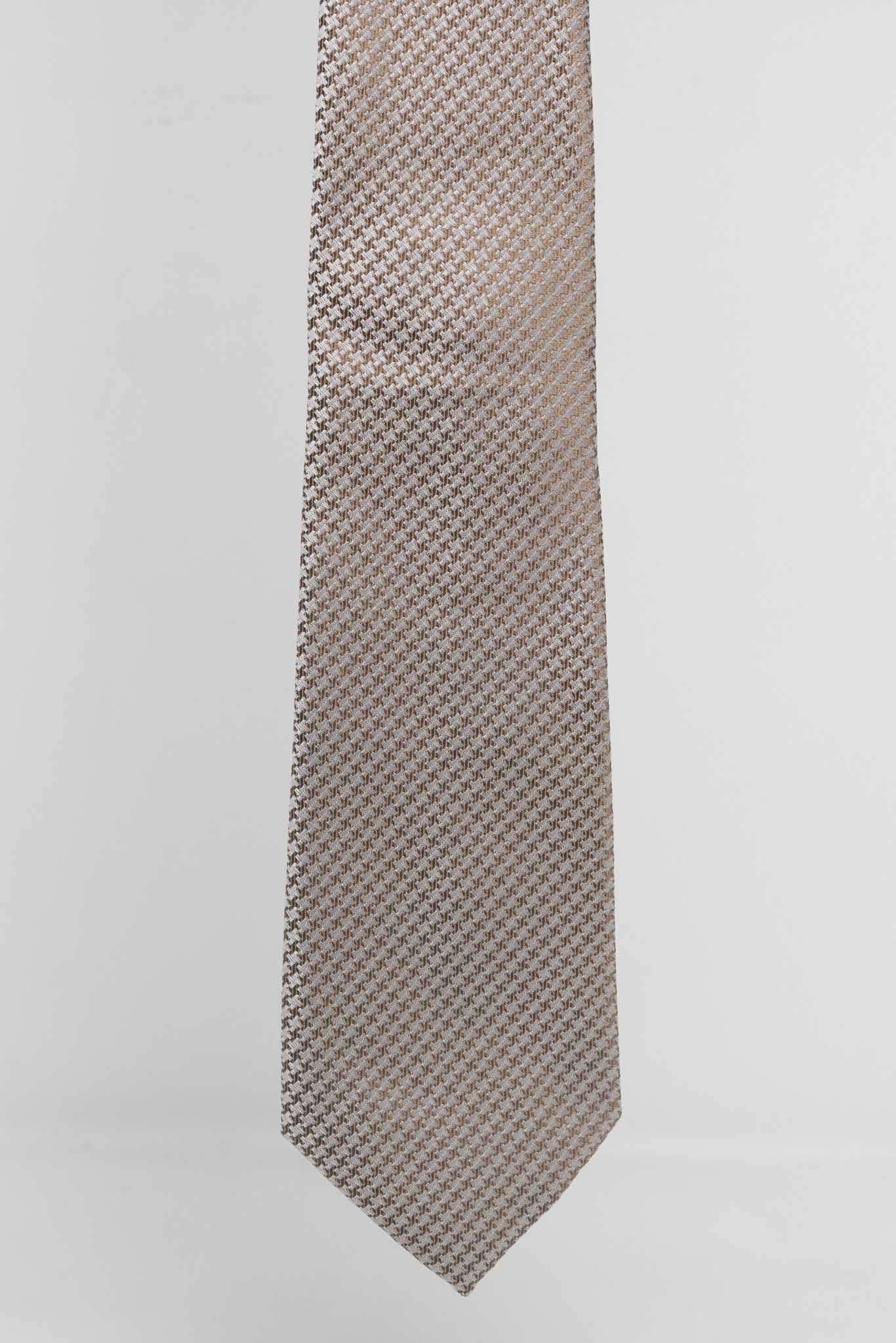 Cravatta Tre Pieghe Trama Pied Poule Beige | 2 Per €20